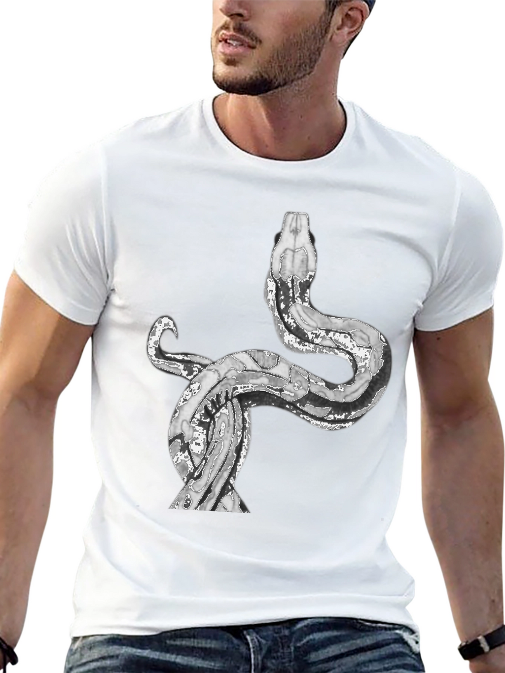 Snake Graphic Tee - Black Cotton Blend