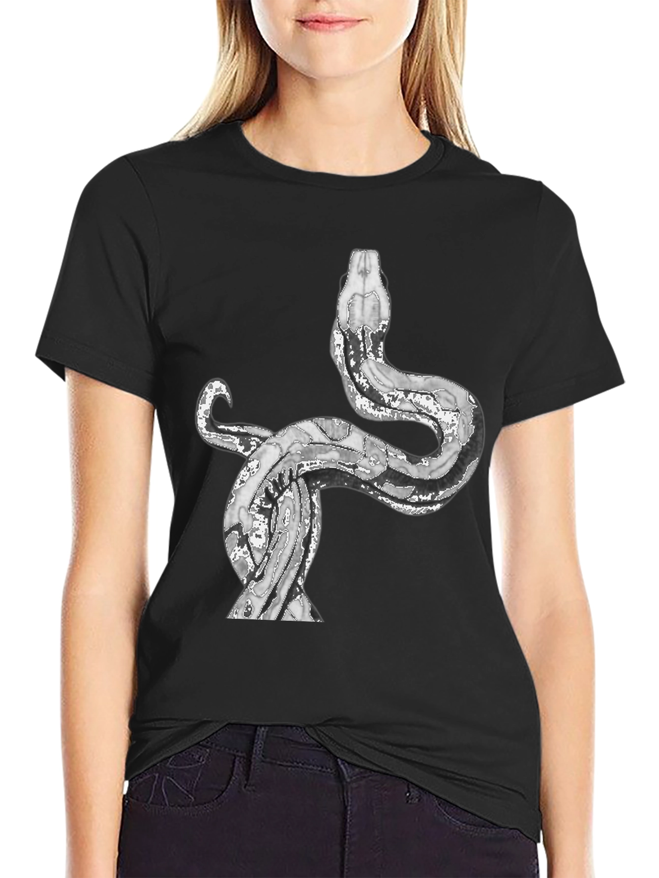 Snake Graphic Tee - Black Cotton Blend