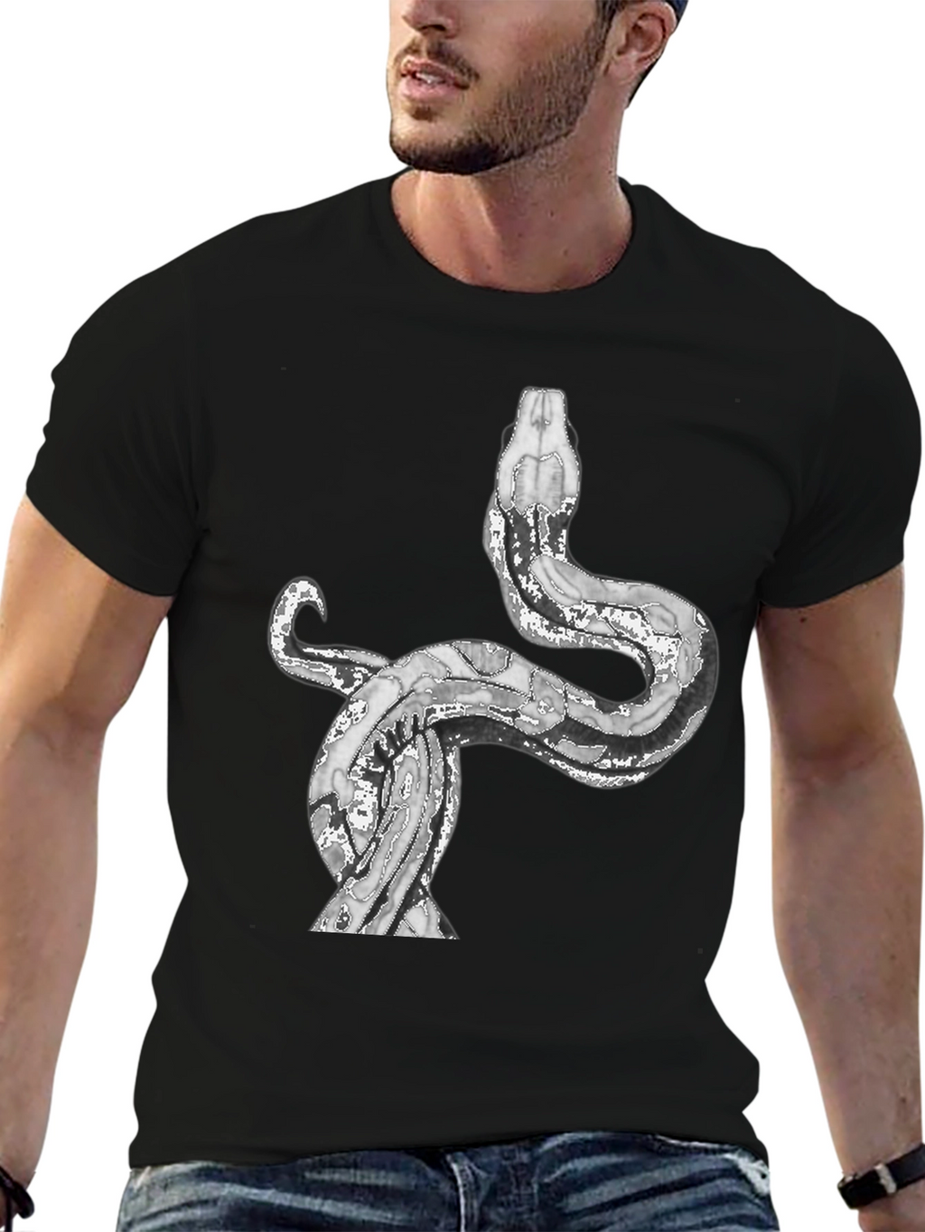 Snake Graphic Tee - Black Cotton Blend