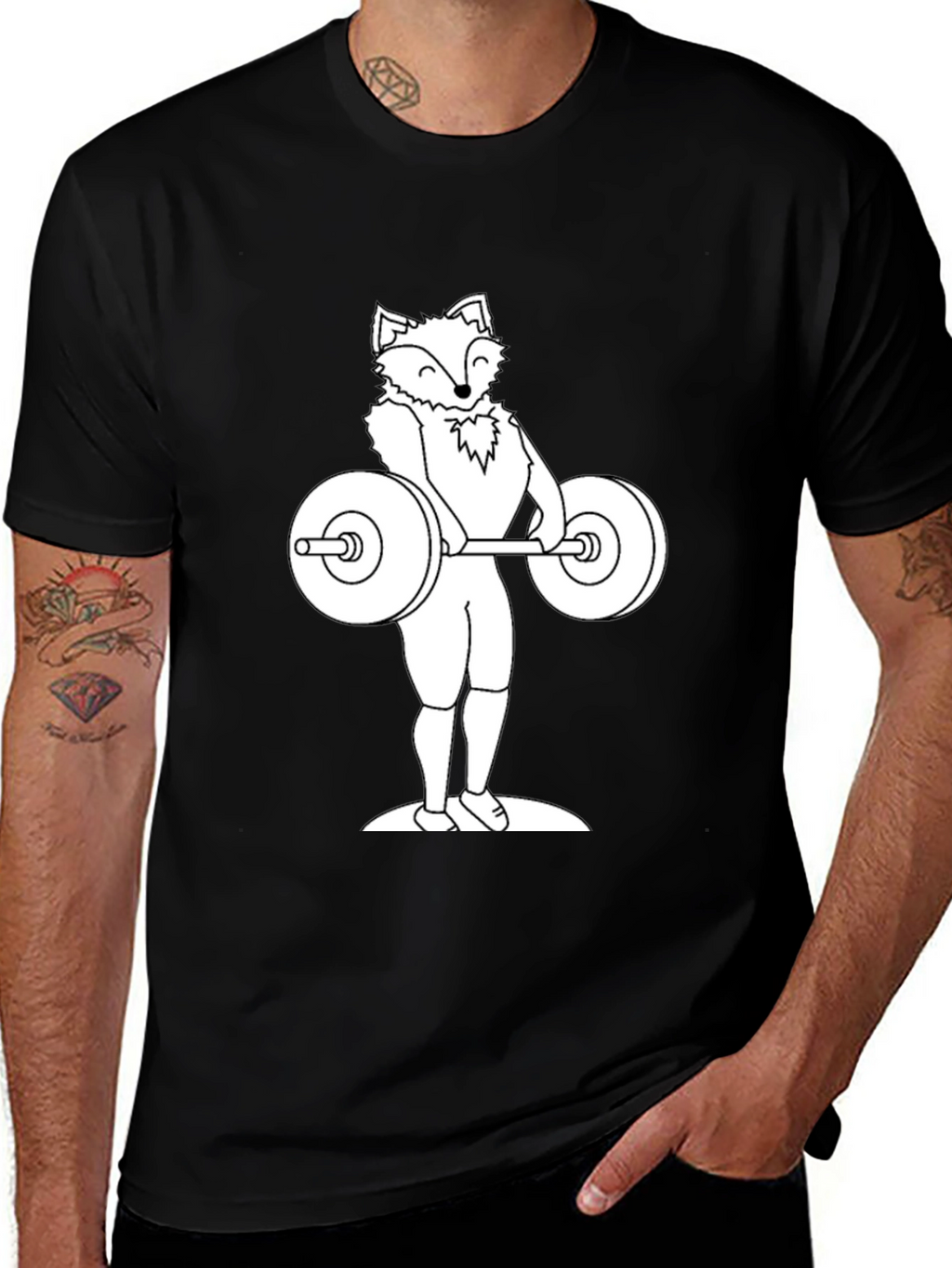 Fox Lifting Weights Graphic Tee - Black T-Shirt