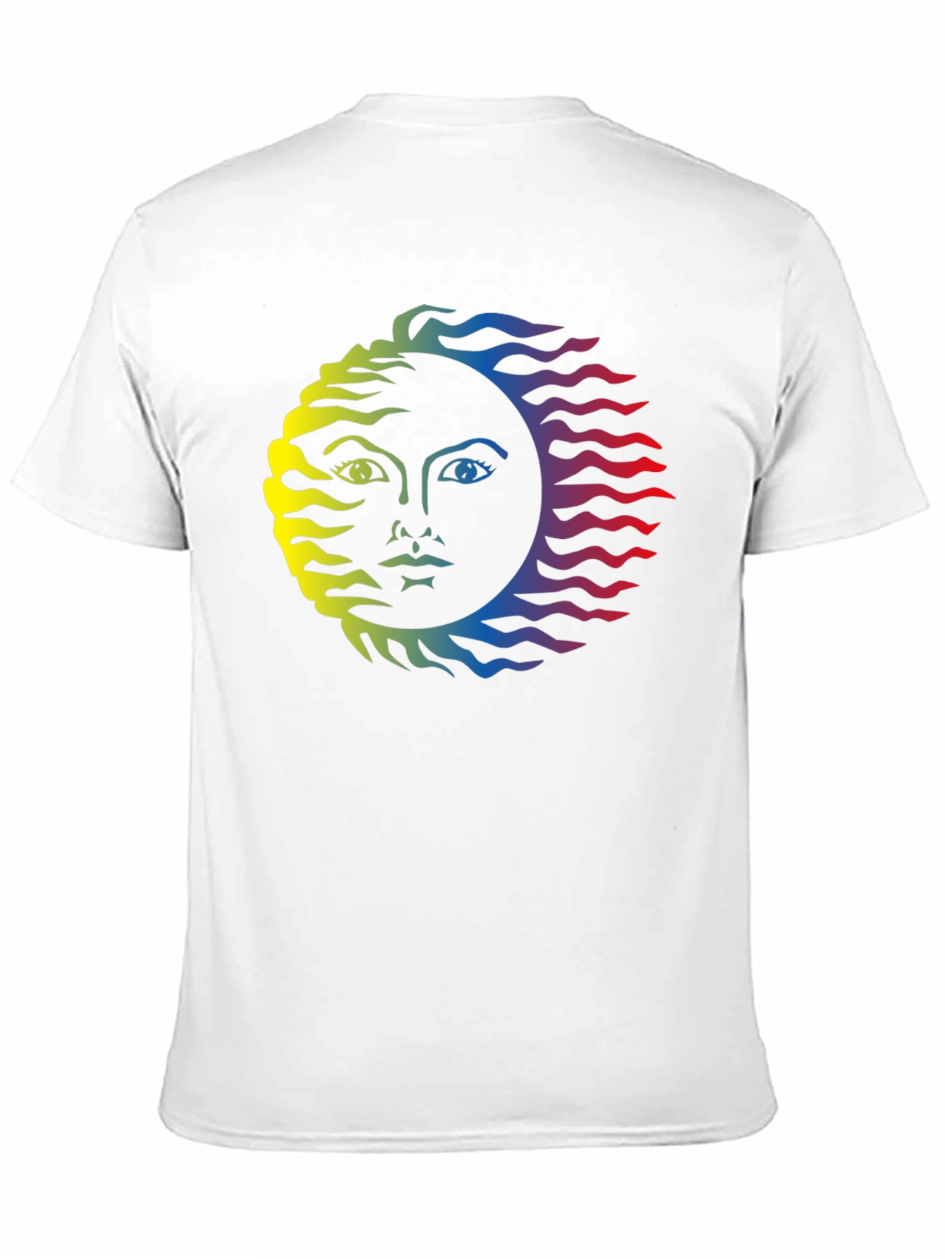 Rainbow Sun Face Graphic Tee - Black Cotton T-Shirt