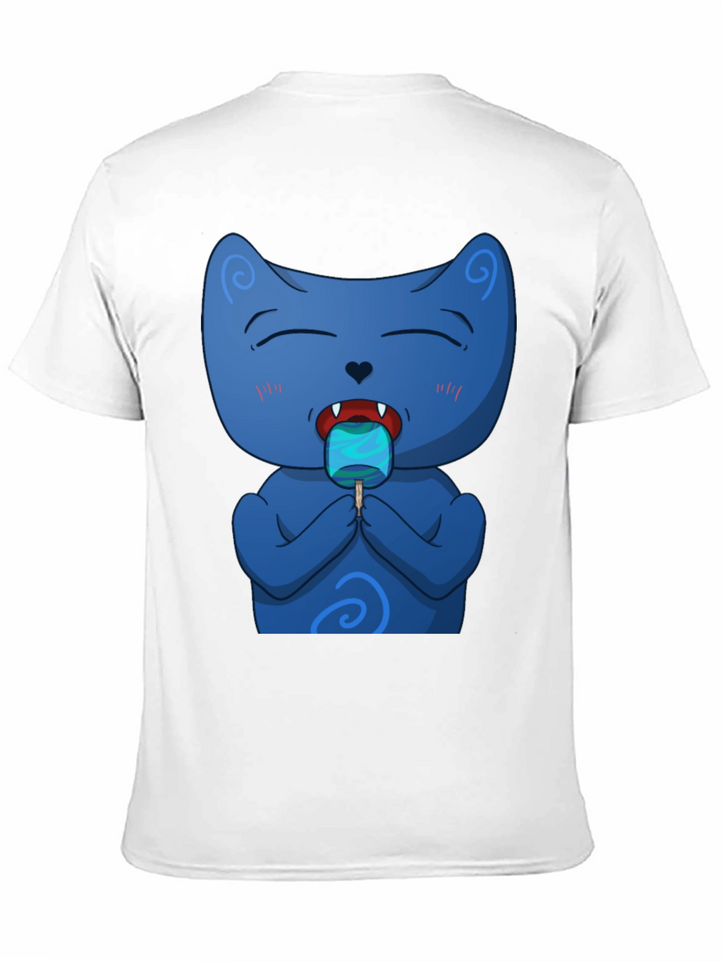 Cool Cat Licking Popsicle Black T-Shirt