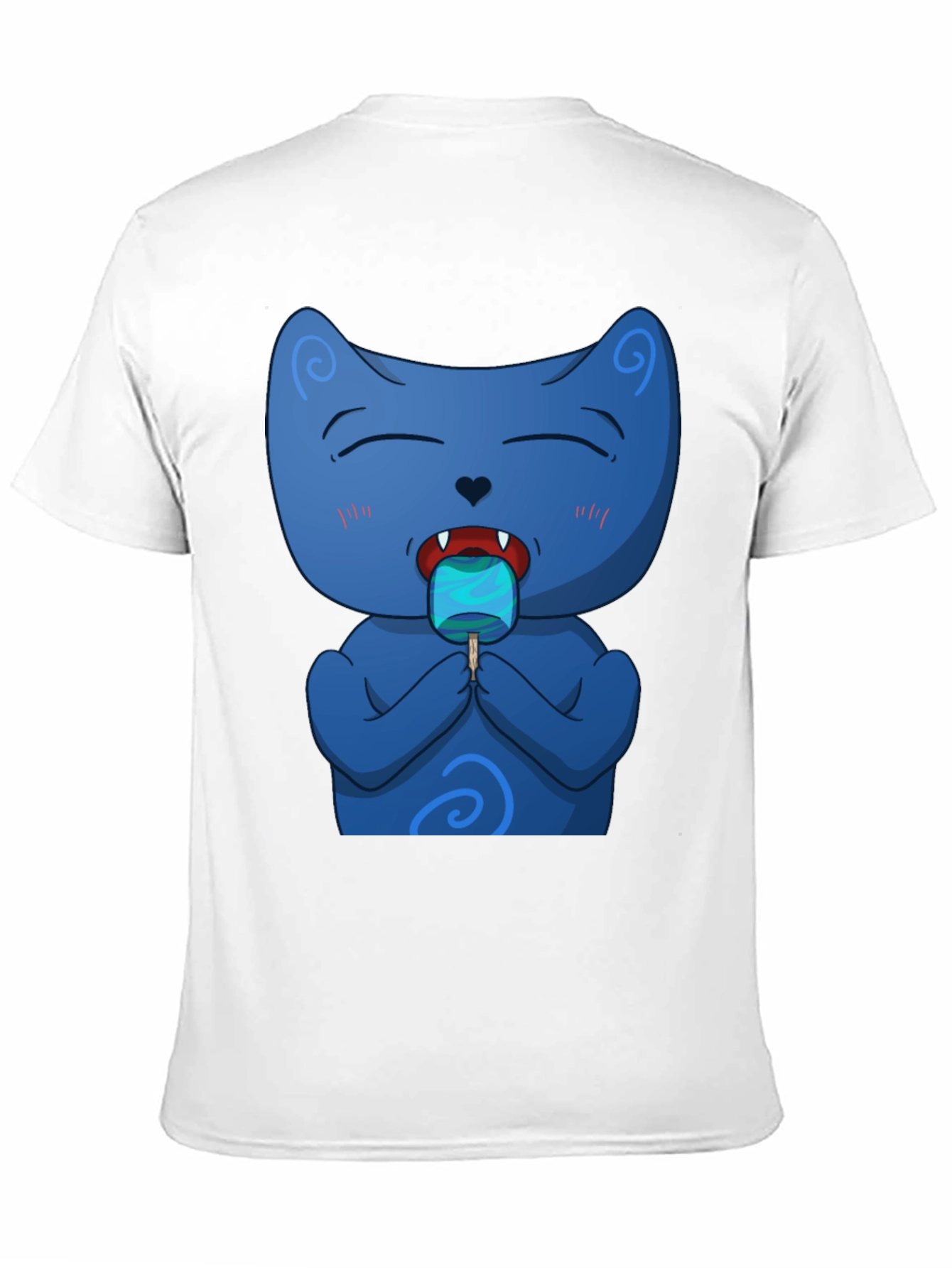 Cool Cat Licking Popsicle Black T-Shirt
