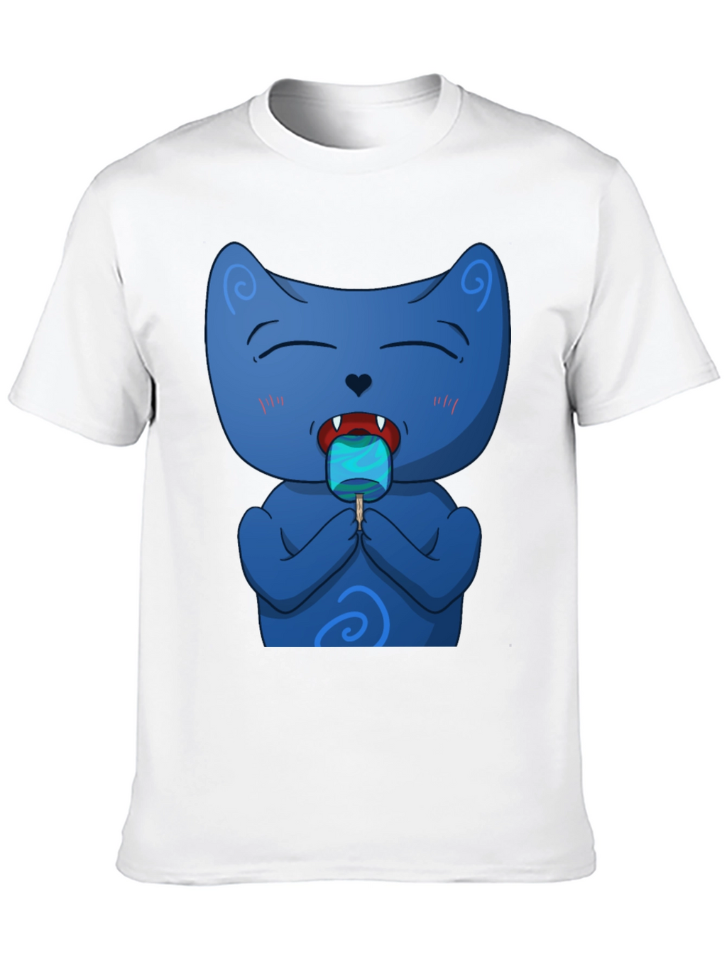 Cool Cat Licking Popsicle Black T-Shirt
