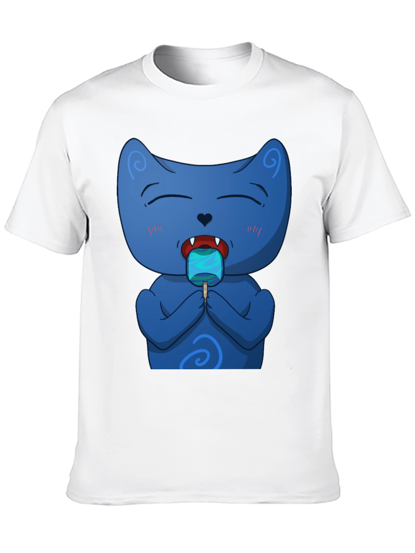 Cool Cat Licking Popsicle Black T-Shirt