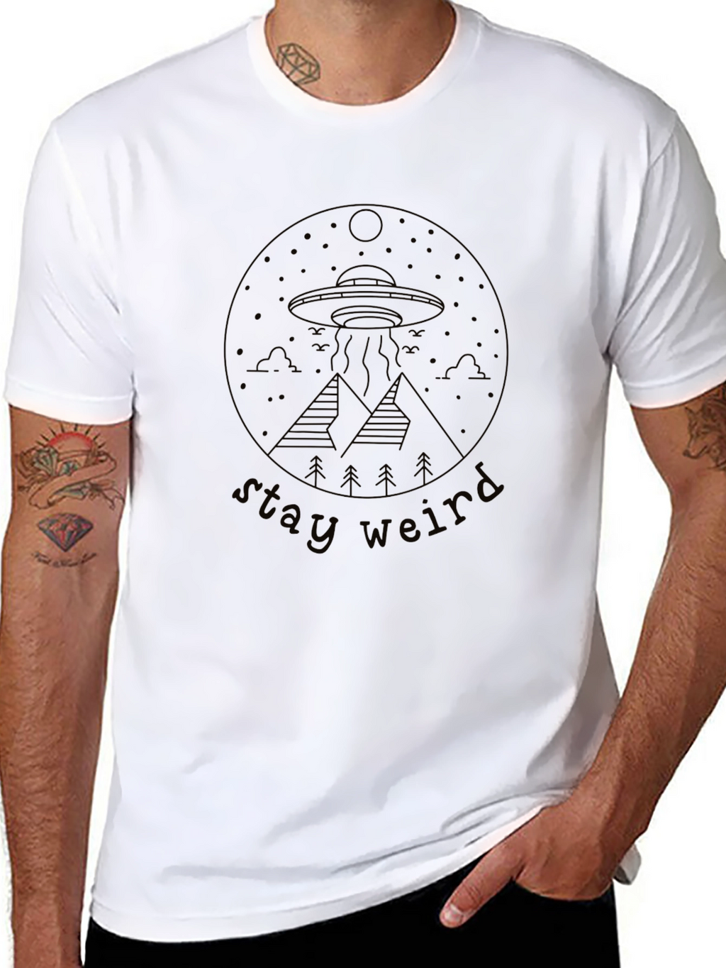 Stay Weird UFO T-Shirt - Black Graphic Tee