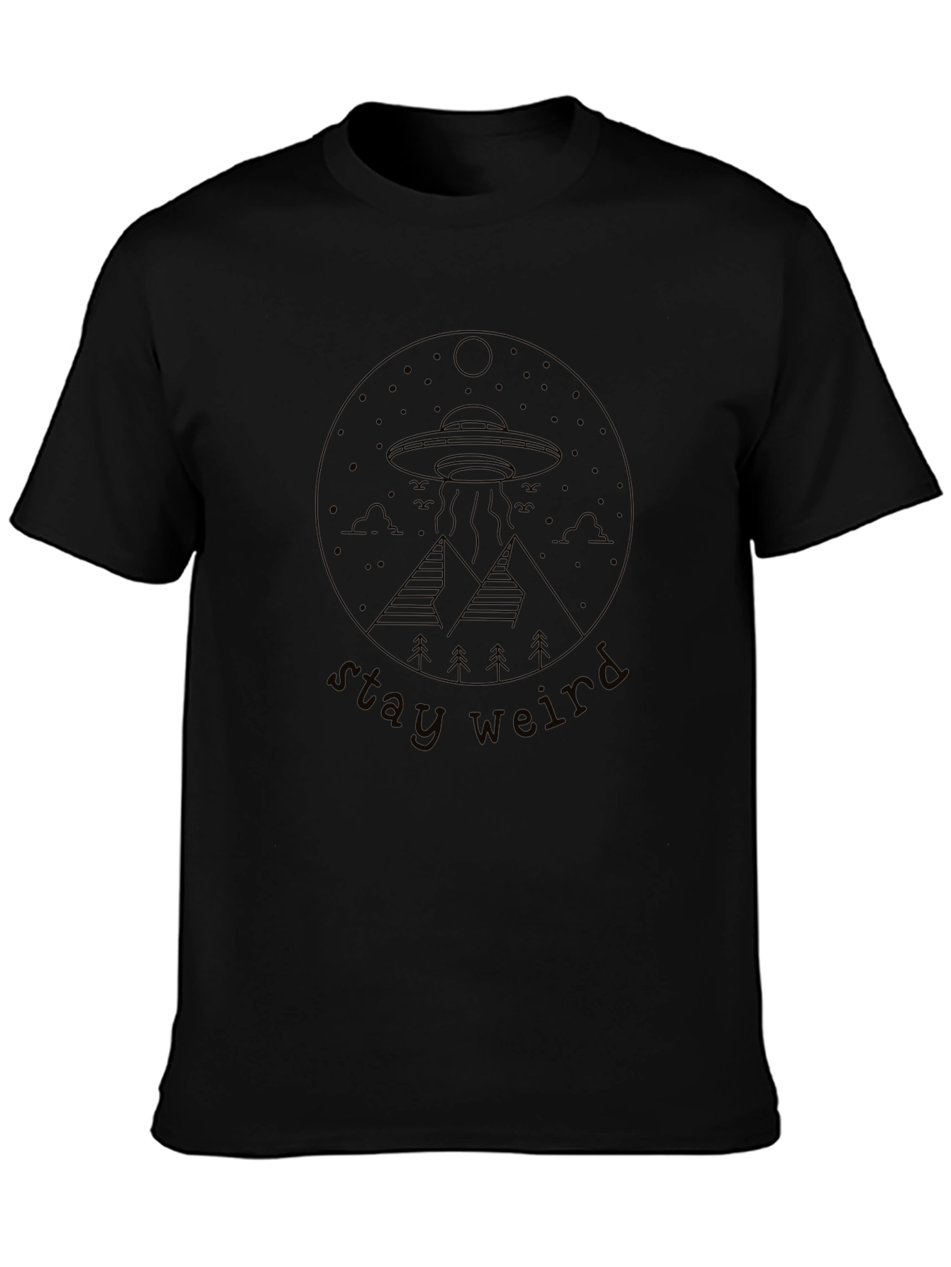 Stay Weird UFO T-Shirt - Black Graphic Tee