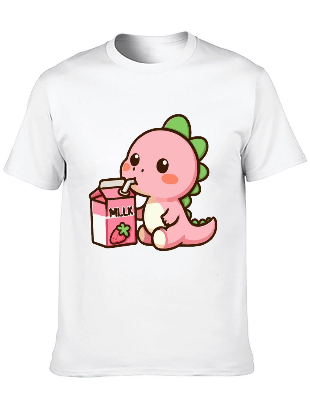 Cute Dino Drinking Strawberry Milk T-Shirt