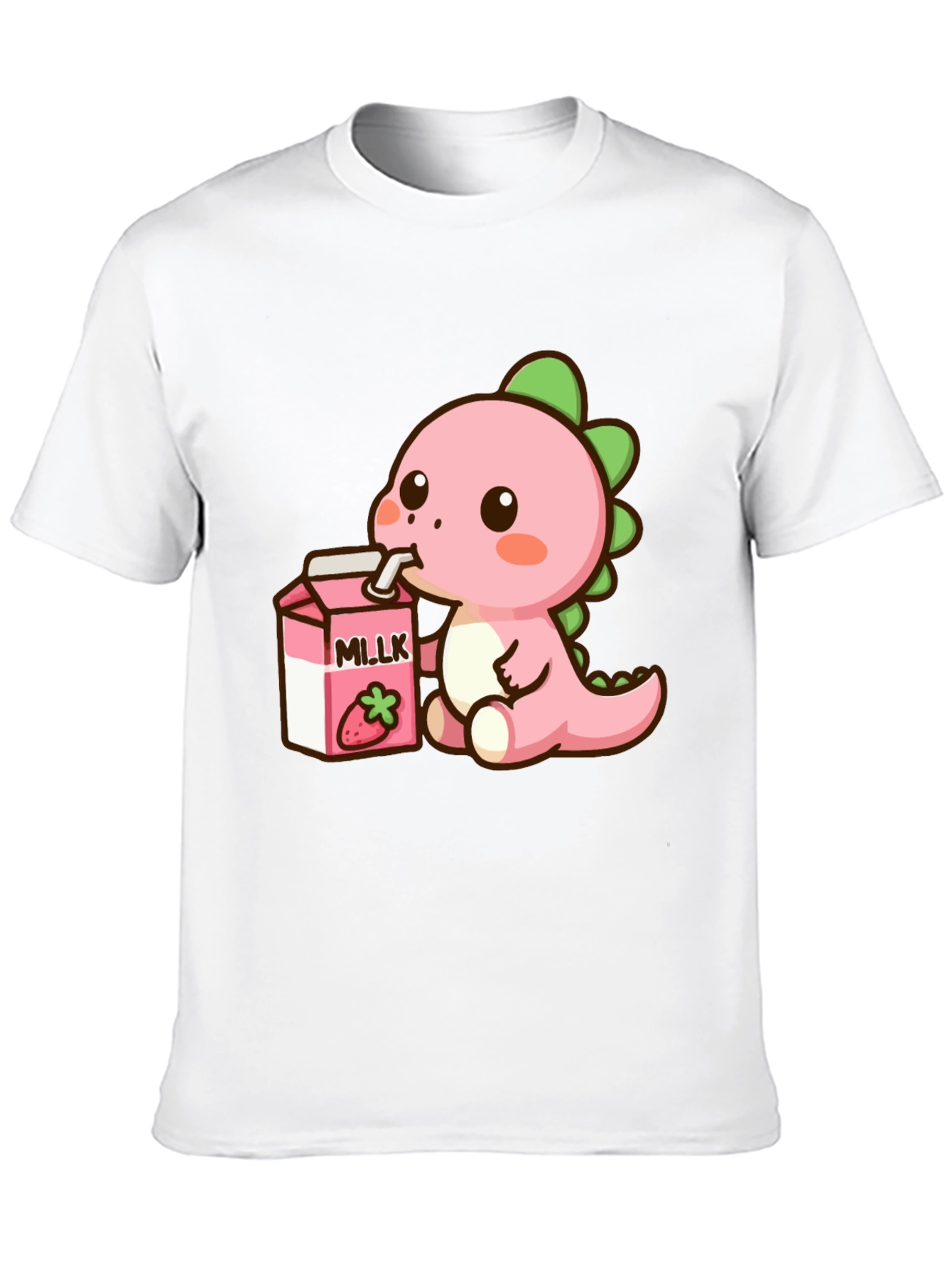 Cute Dino Drinking Strawberry Milk T-Shirt