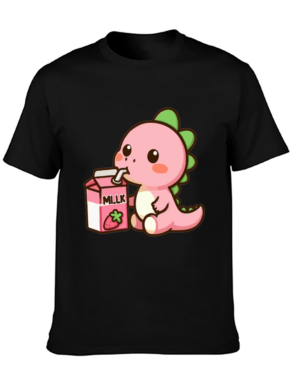 Cute Dino Drinking Strawberry Milk T-Shirt