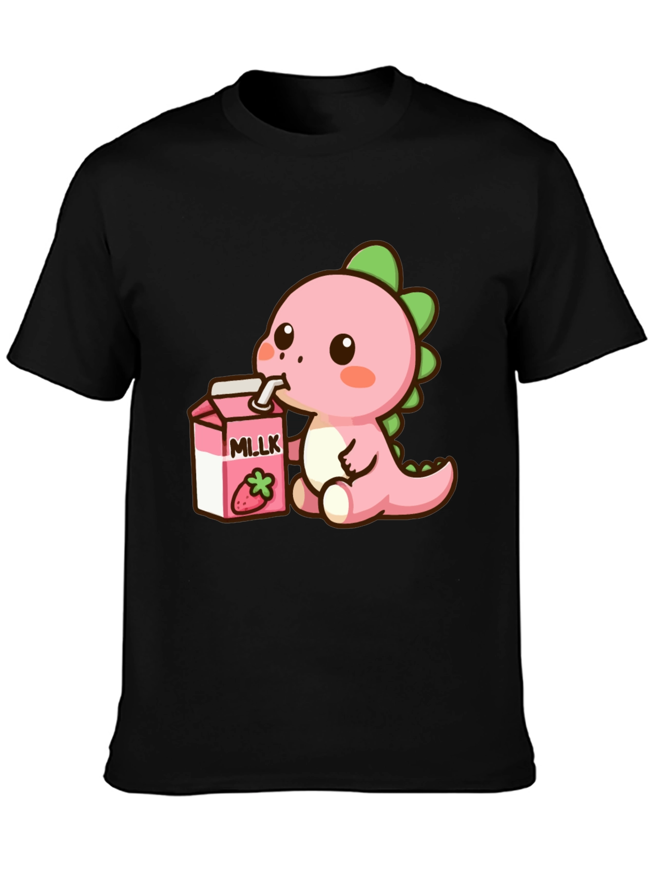 Cute Dino Drinking Strawberry Milk T-Shirt