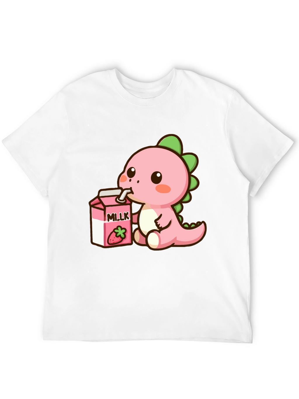 Cute Dino Drinking Strawberry Milk T-Shirt