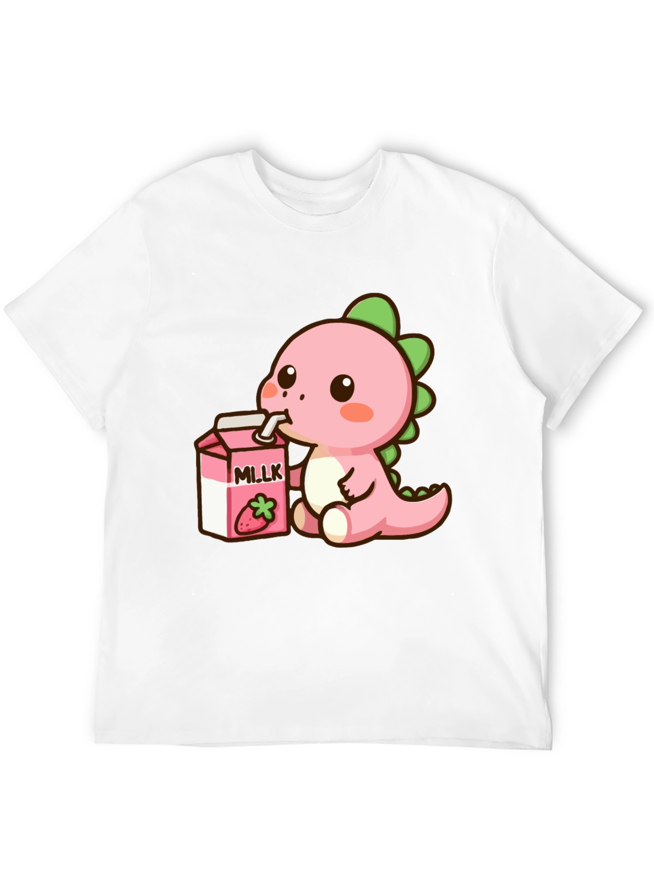 Cute Dino Drinking Strawberry Milk T-Shirt