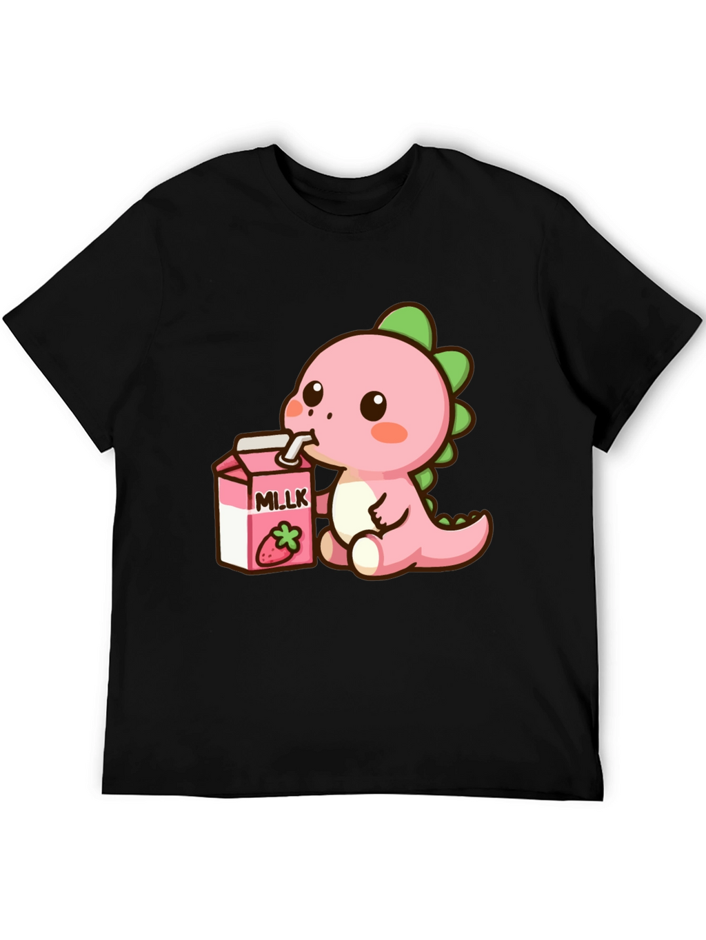 Cute Dino Drinking Strawberry Milk T-Shirt