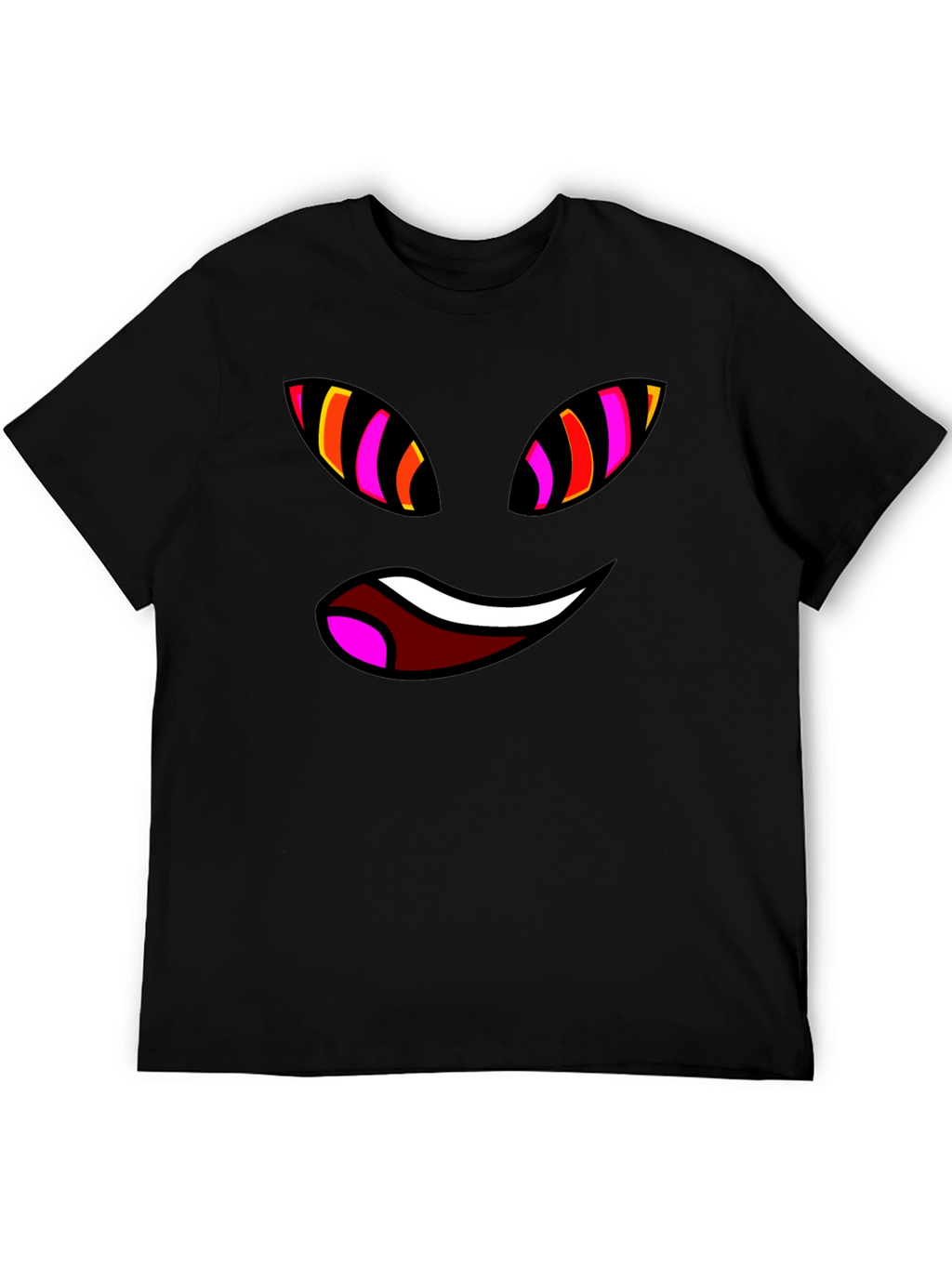 Funky Face Graphic Tee - Black Cotton Blend T-Shirt