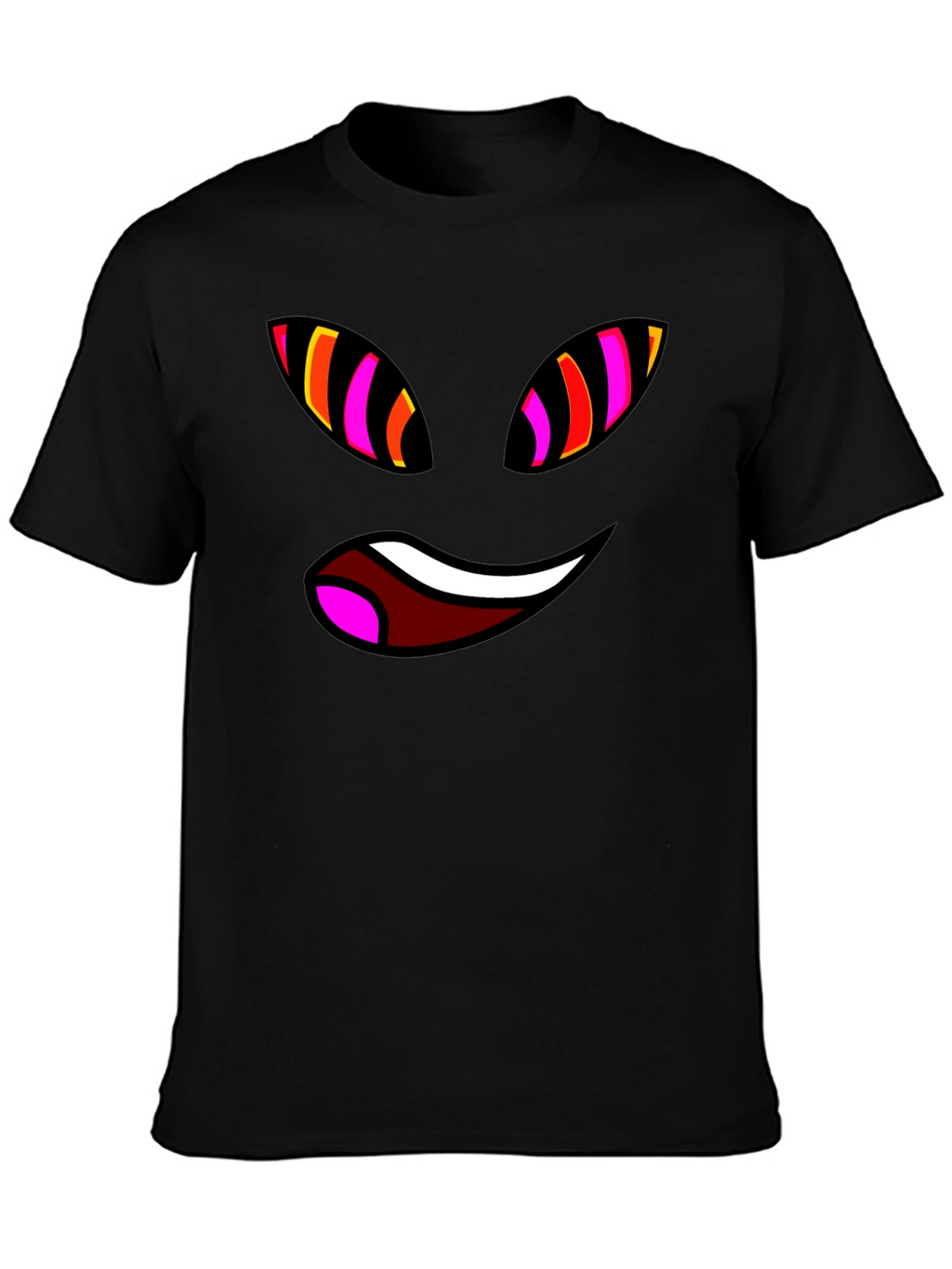 Funky Face Graphic Tee - Black Cotton Blend T-Shirt