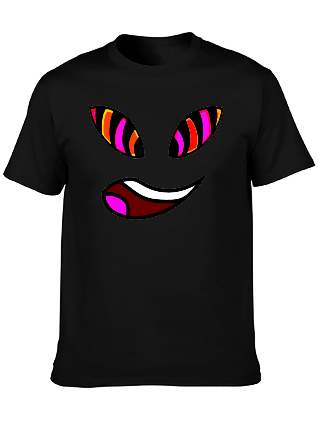Funky Face Graphic Tee - Black Cotton Blend T-Shirt