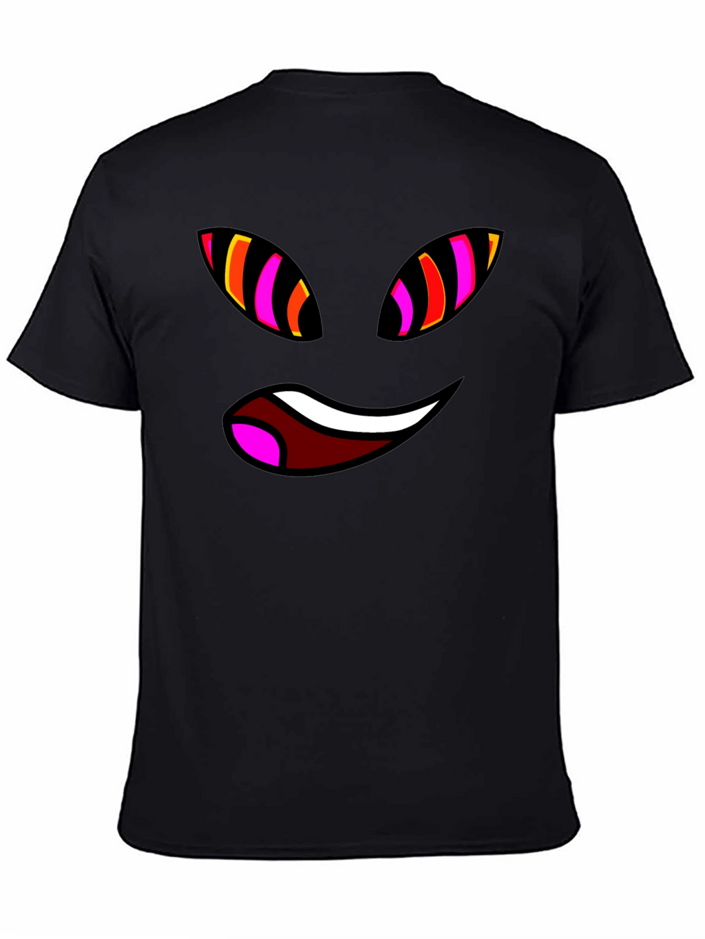 Funky Face Graphic Tee - Black Cotton Blend T-Shirt