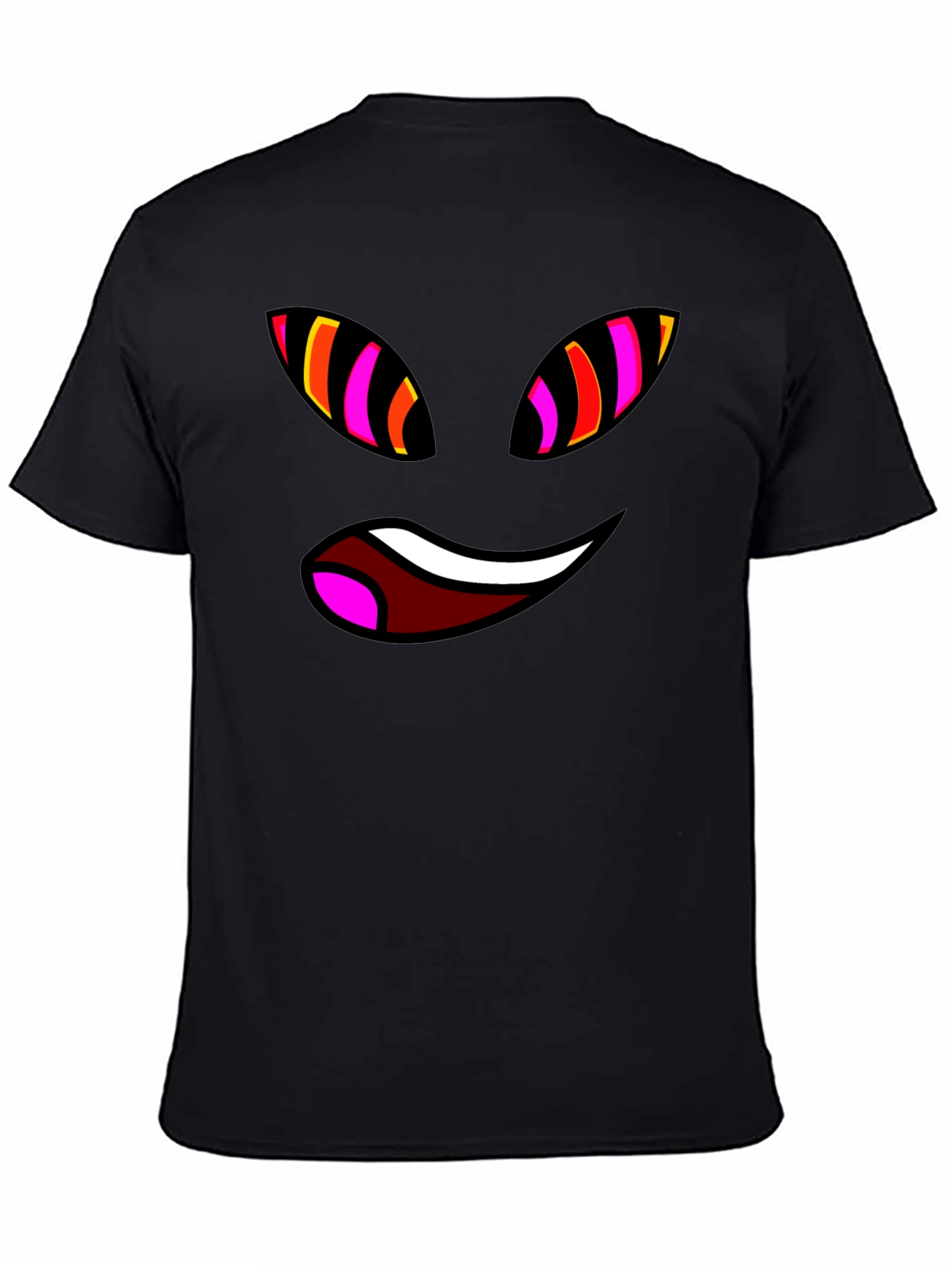 Funky Face Graphic Tee - Black Cotton Blend T-Shirt