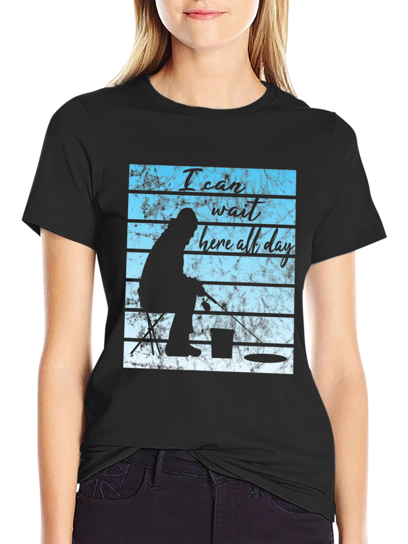 I Can Wait Here All Day Fishing T-Shirt