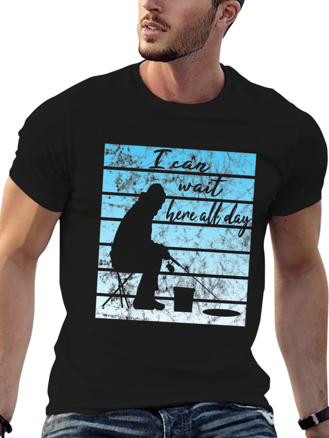 I Can Wait Here All Day Fishing T-Shirt