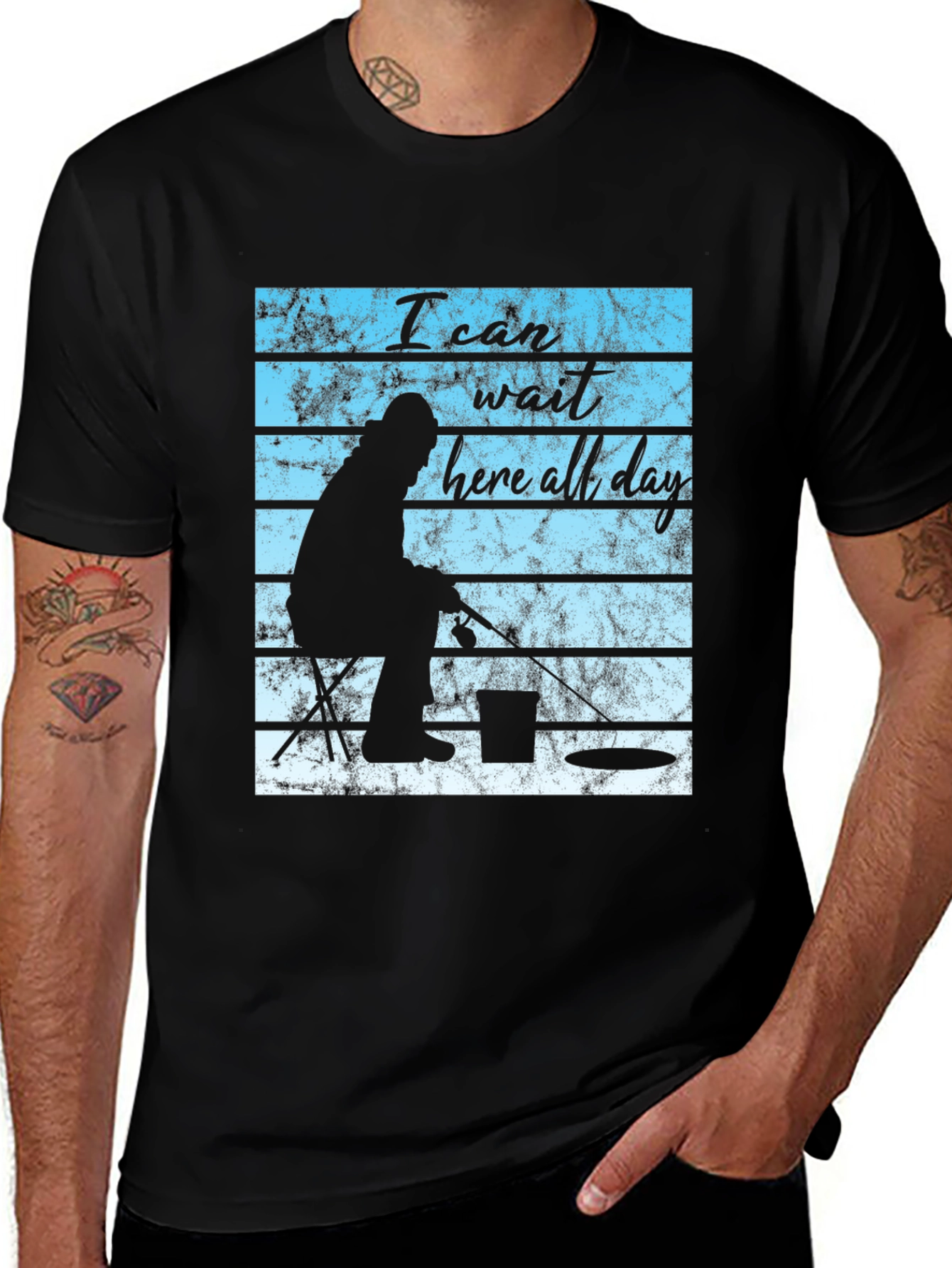 I Can Wait Here All Day Fishing T-Shirt