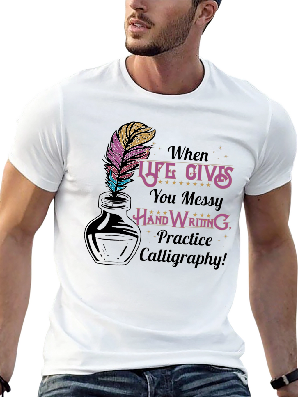 Calligraphy Practice T-Shirt - Messy Handwriting Design