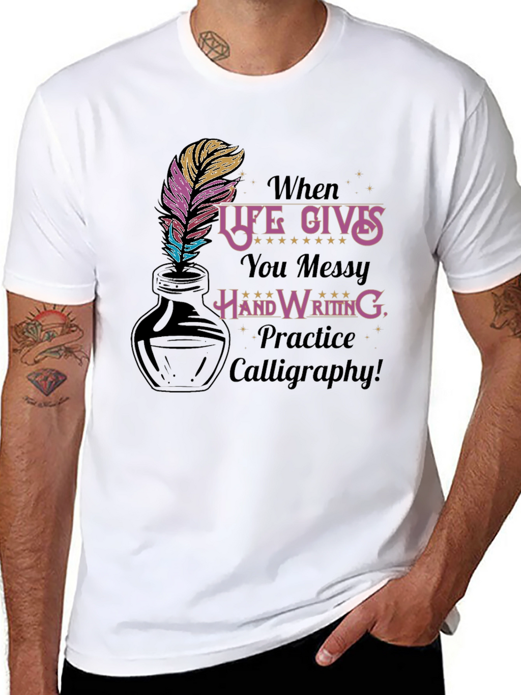 Calligraphy Practice T-Shirt - Messy Handwriting Design