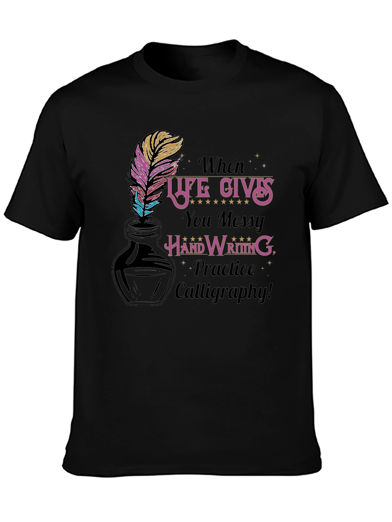 Calligraphy Practice T-Shirt - Messy Handwriting Design