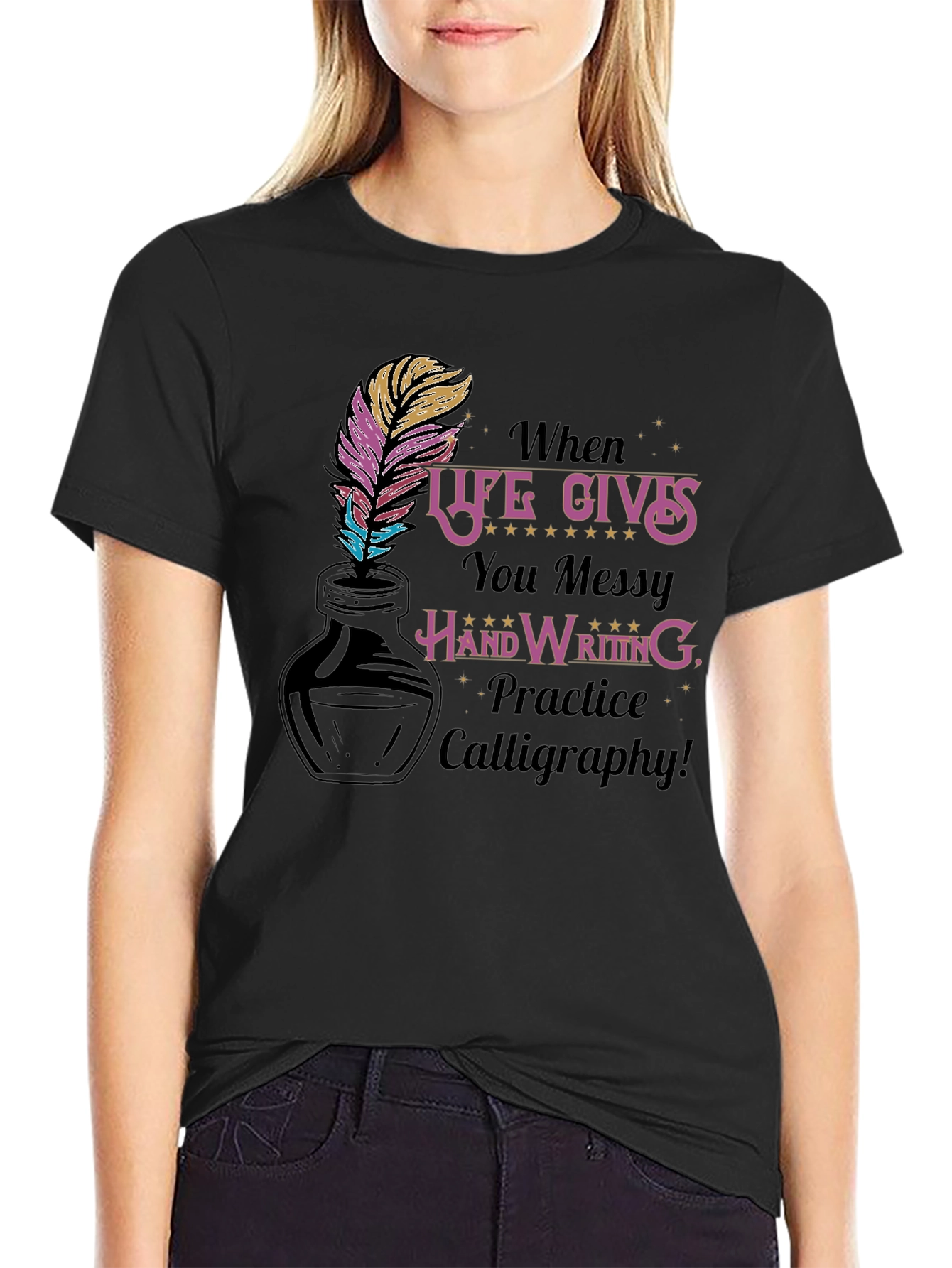 Calligraphy Practice T-Shirt - Messy Handwriting Design