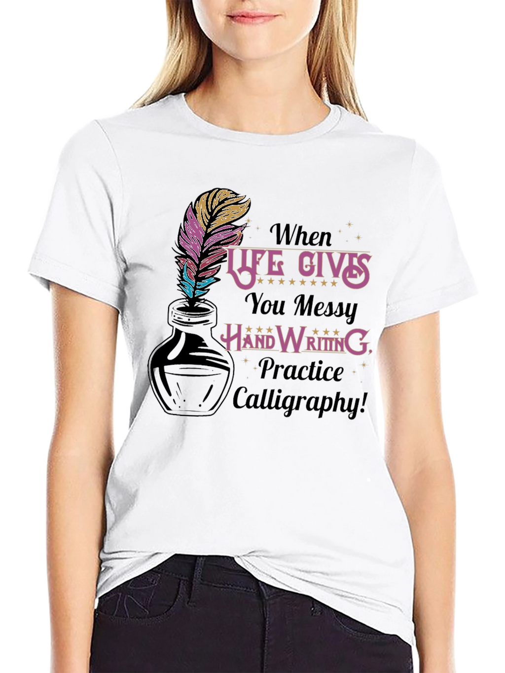 Calligraphy Practice T-Shirt - Messy Handwriting Design