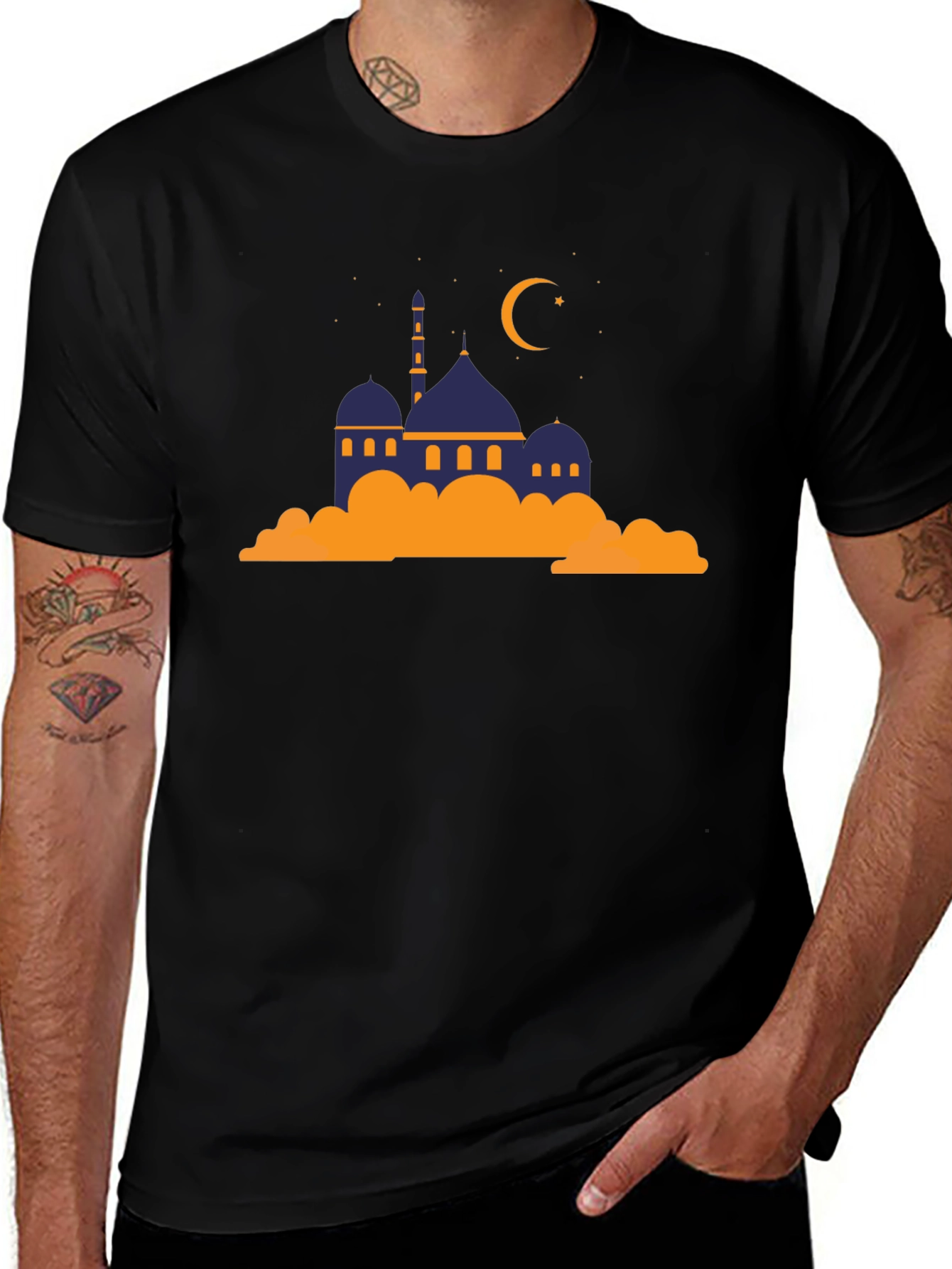 Mosque Graphic Tee - Crescent Moon Religious Shirt