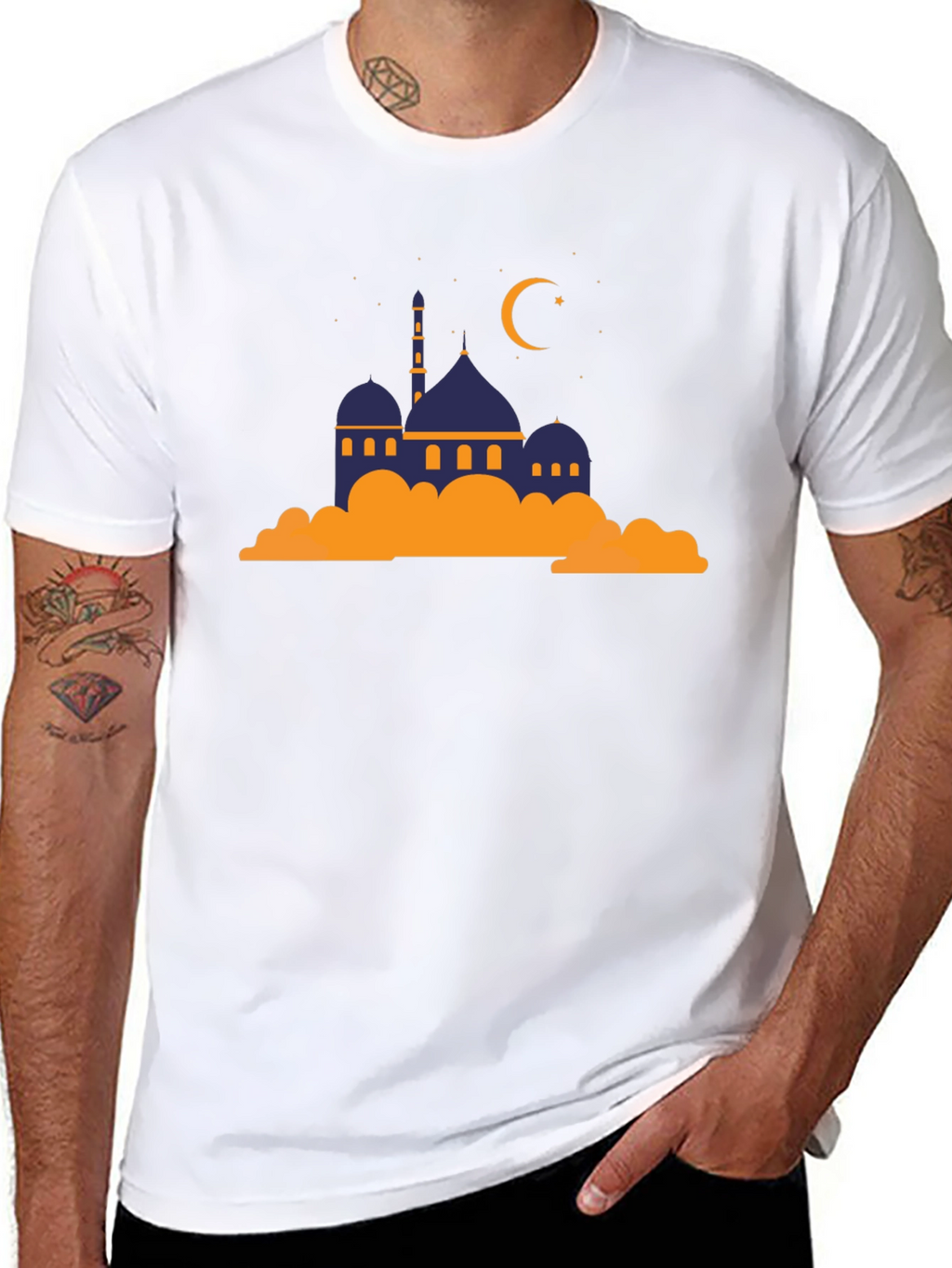 Mosque Graphic Tee - Crescent Moon Religious Shirt