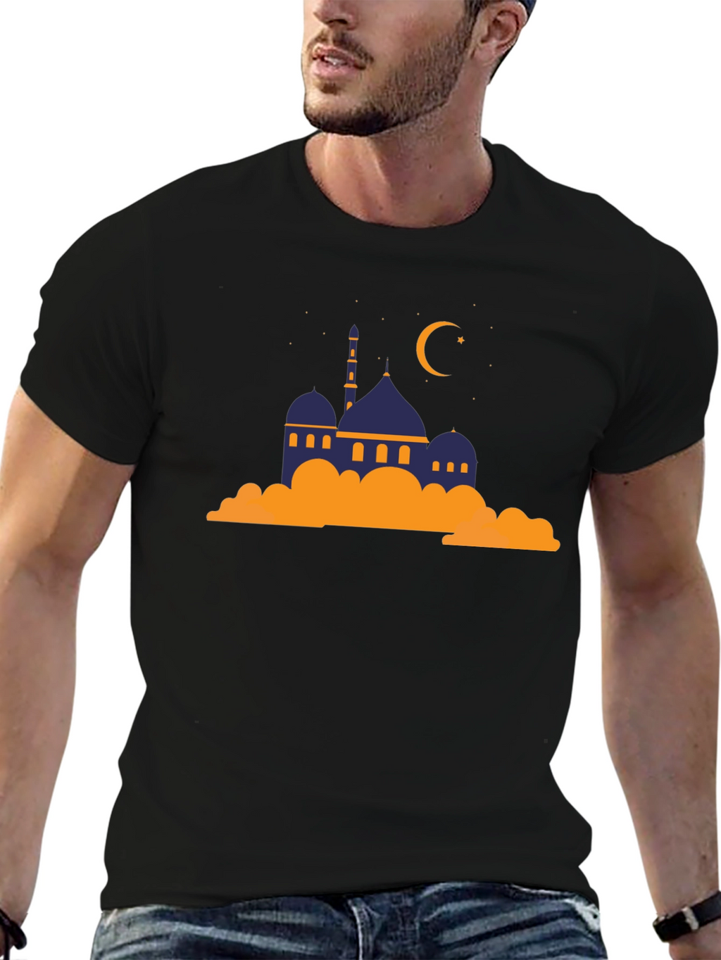 Mosque Graphic Tee - Crescent Moon Religious Shirt