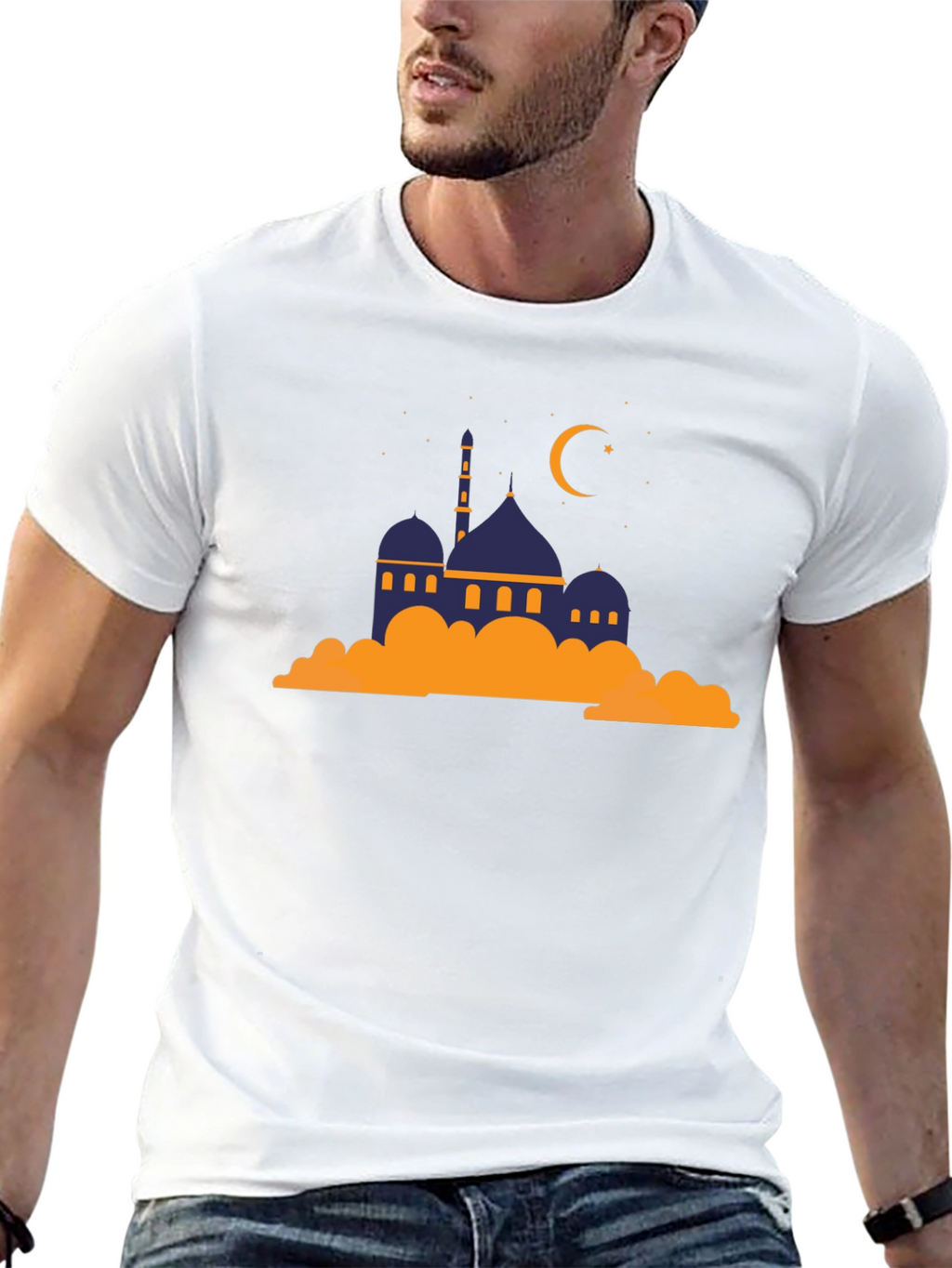 Mosque Graphic Tee - Crescent Moon Religious Shirt