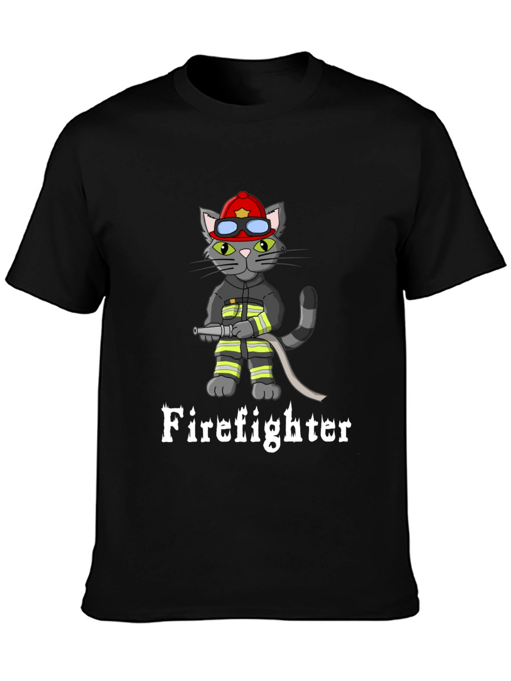 Firefighter Cat Graphic T-Shirt