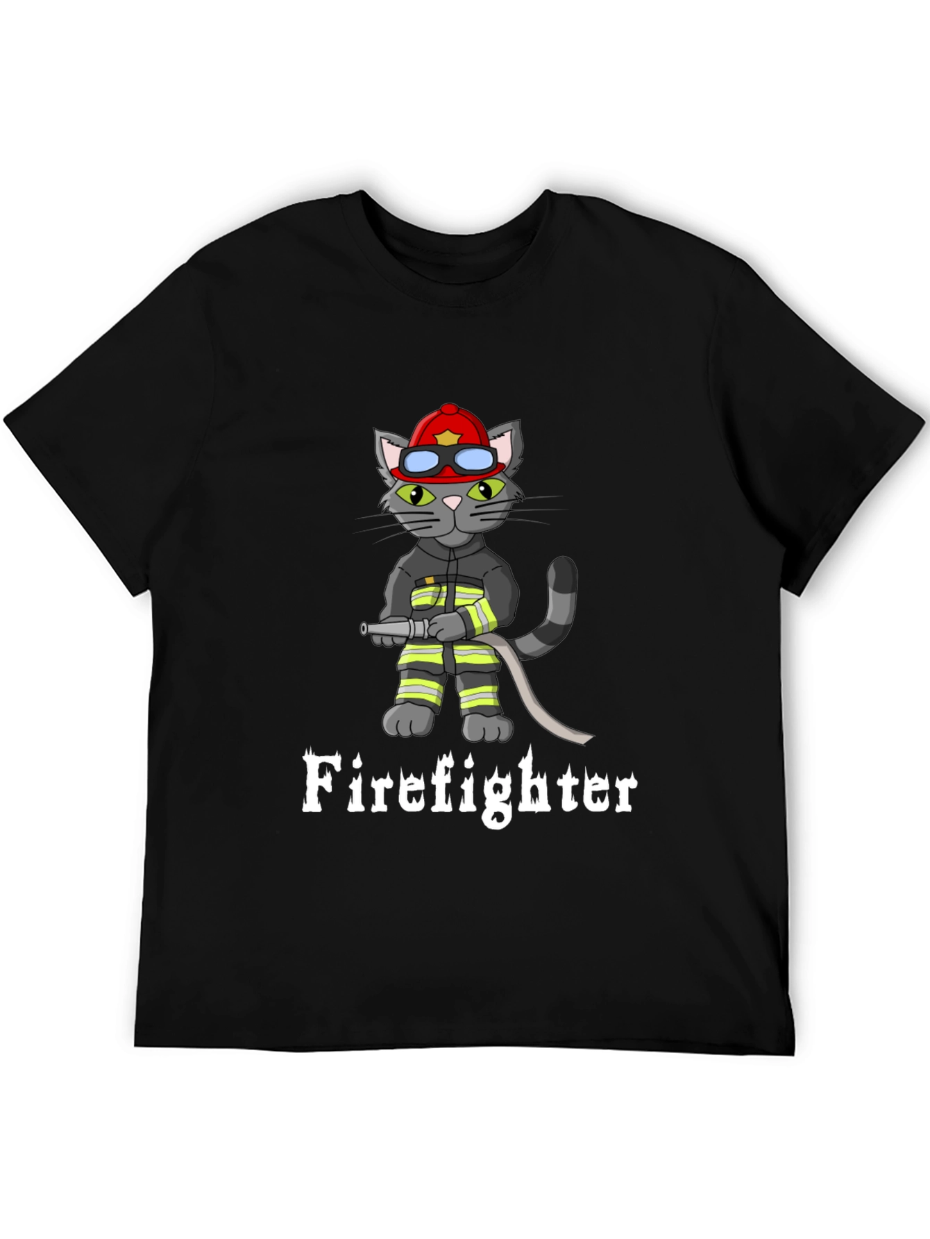 Firefighter Cat Graphic T-Shirt