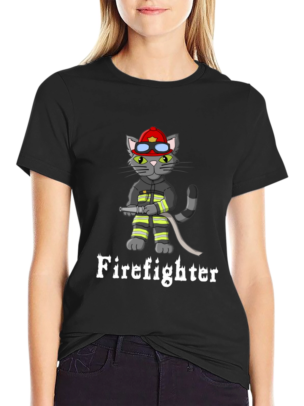Firefighter Cat Graphic T-Shirt