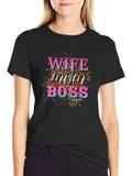 Wife Mom Boss Leopard Print Graphic T-Shirt