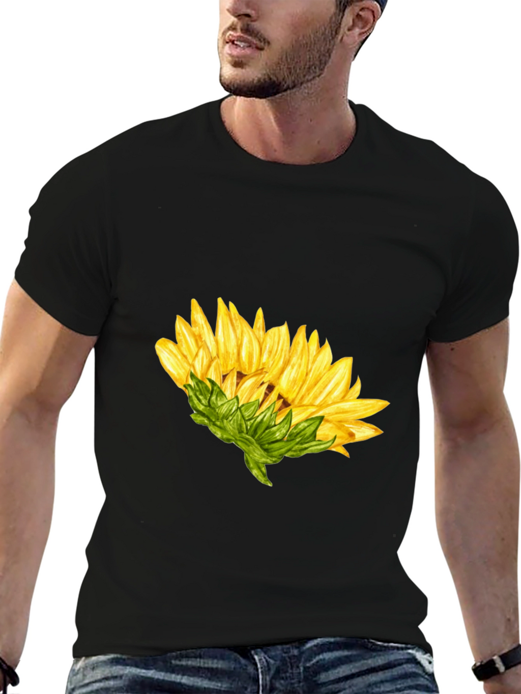 Sunflower Graphic Black T-Shirt