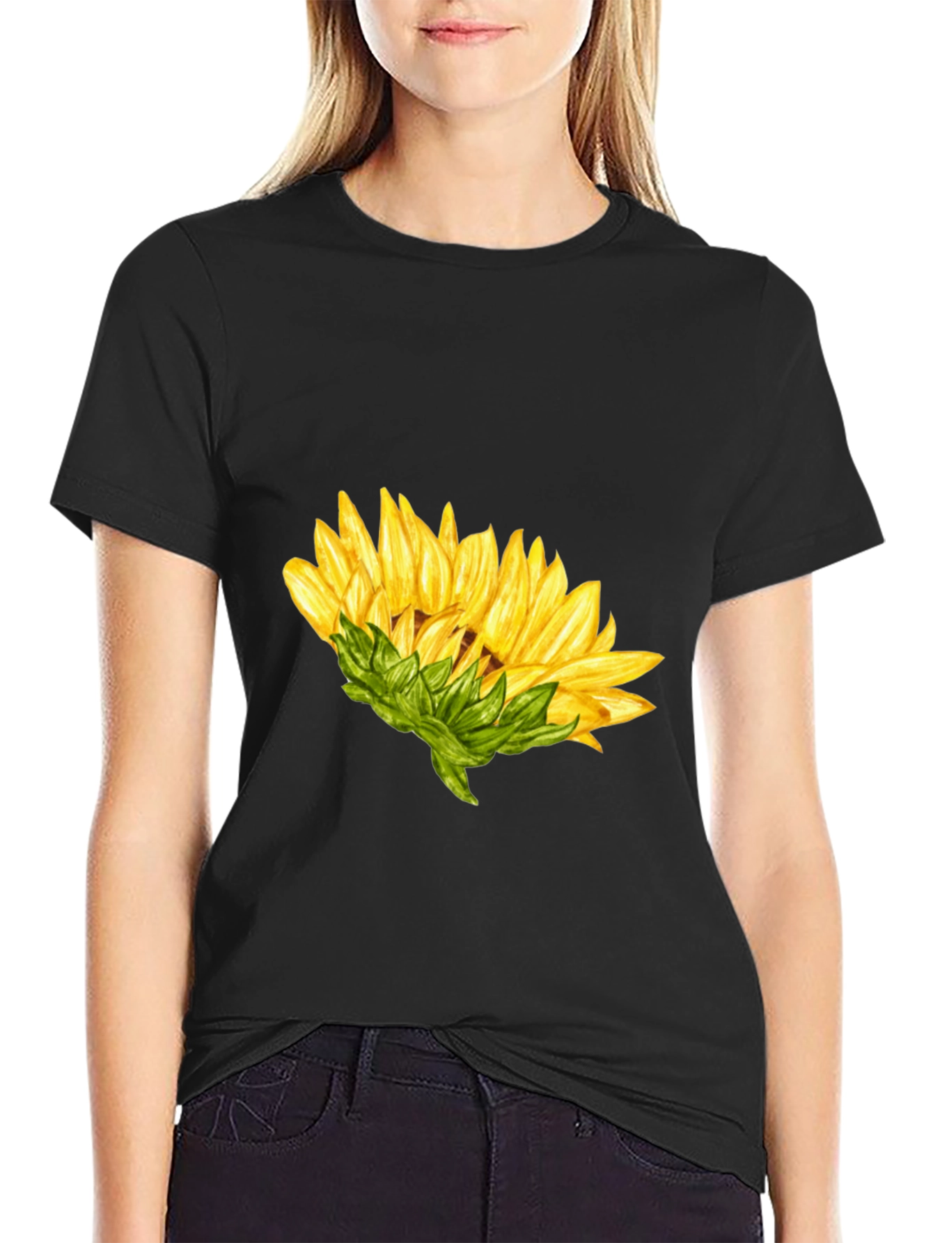 Sunflower Graphic Black T-Shirt
