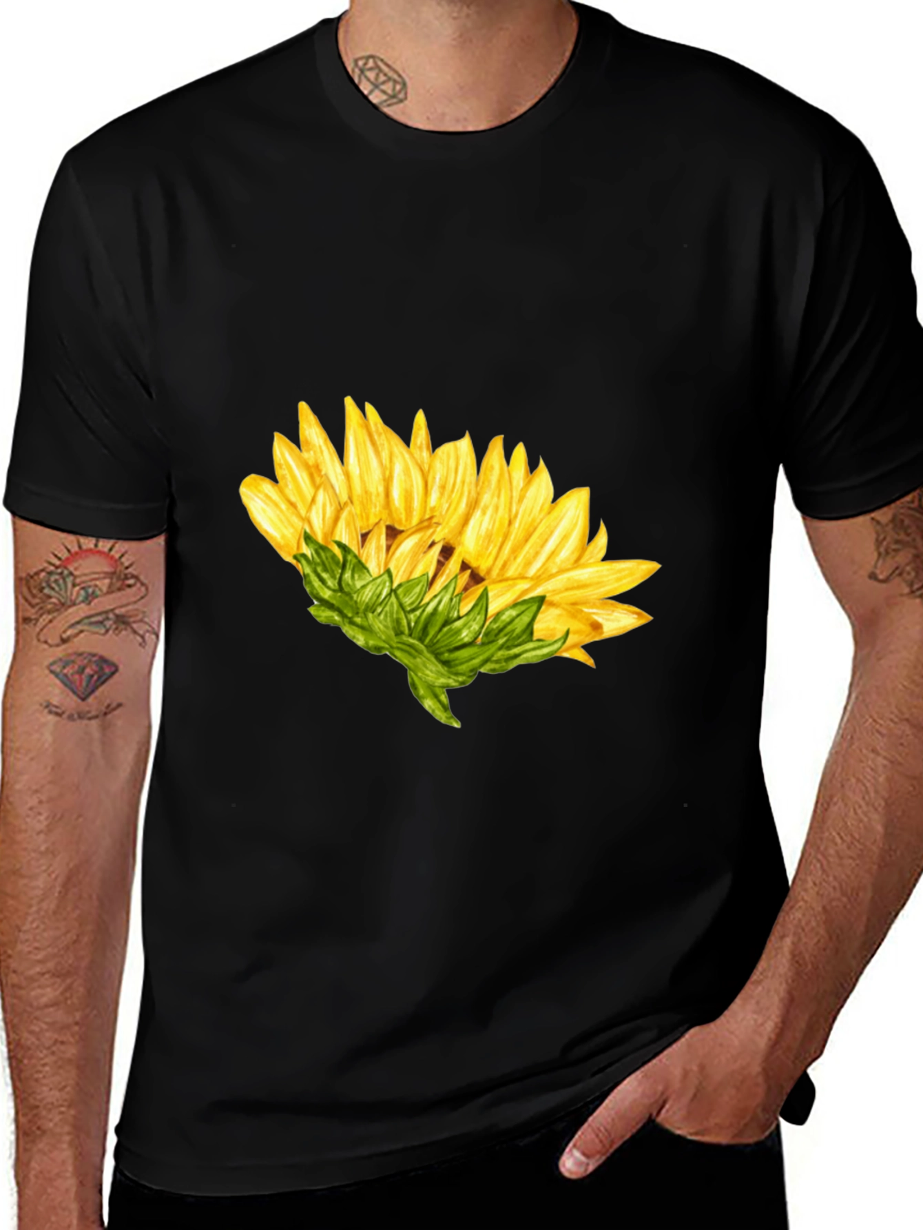 Sunflower Graphic Black T-Shirt
