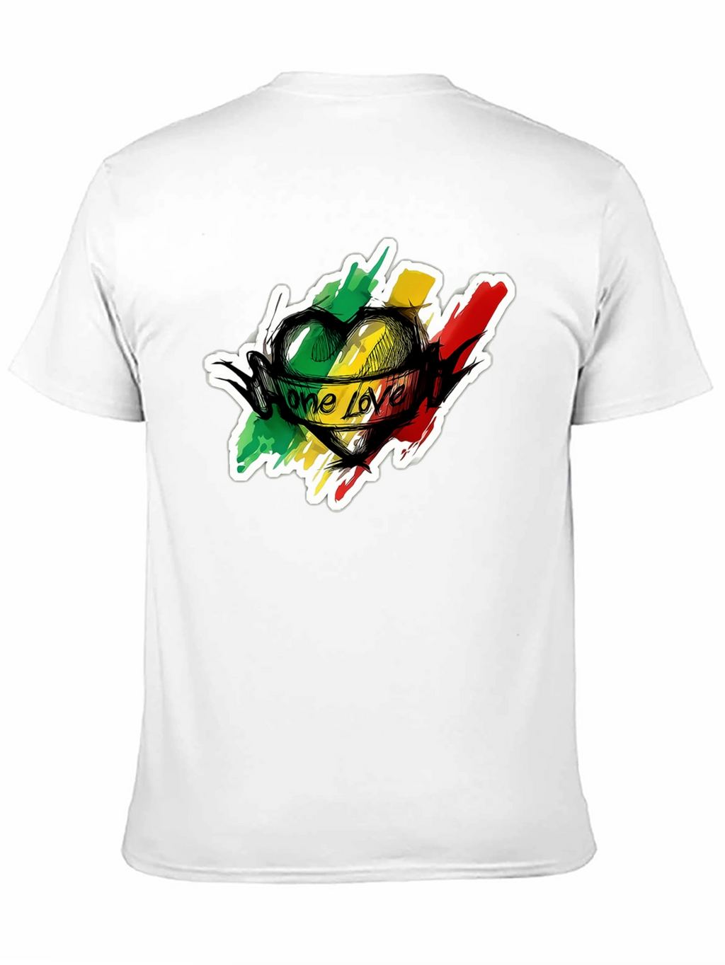 One Love Reggae Heart T-Shirt - Black Cotton Tee