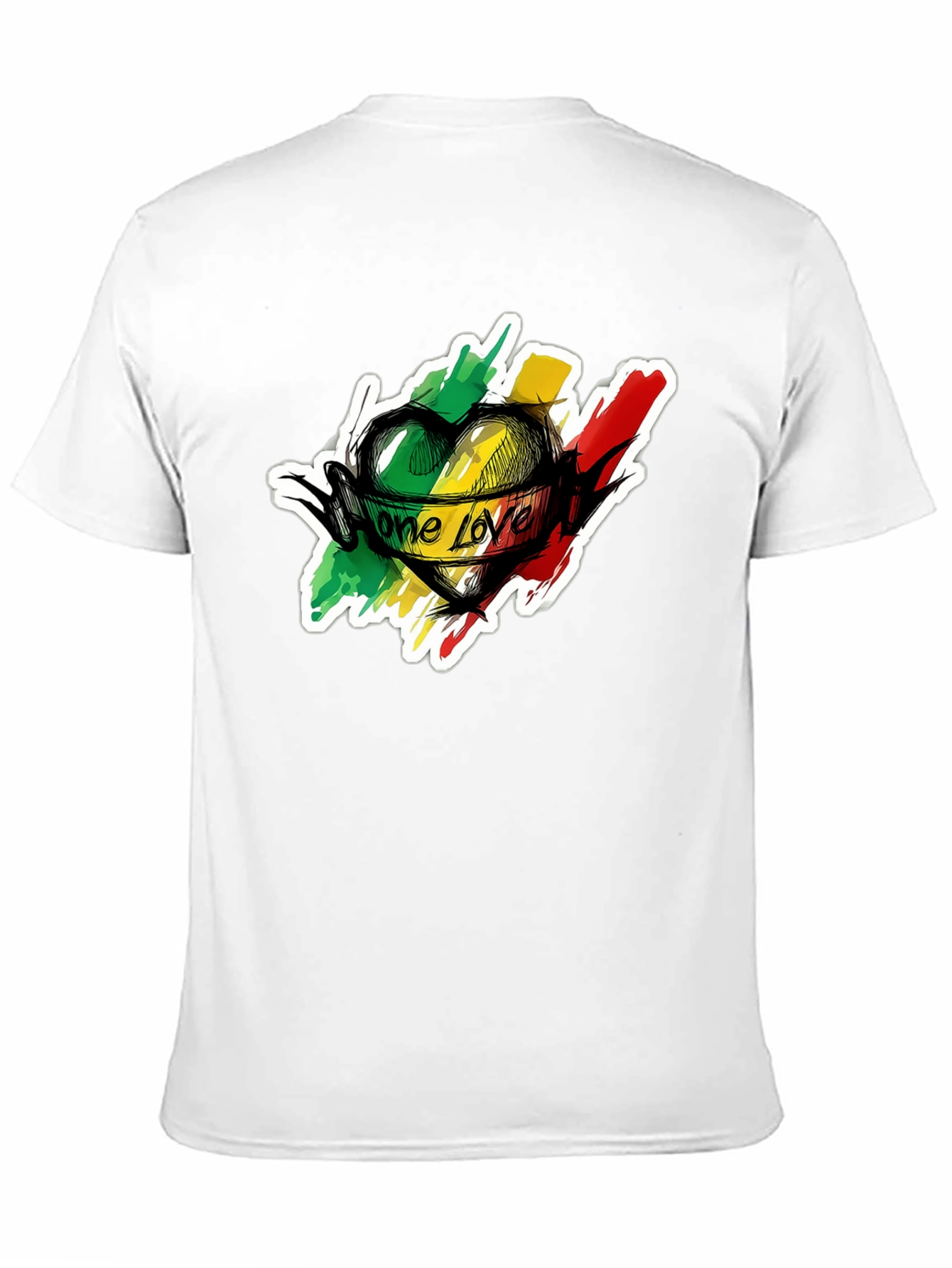 One Love Reggae Heart T-Shirt - Black Cotton Tee
