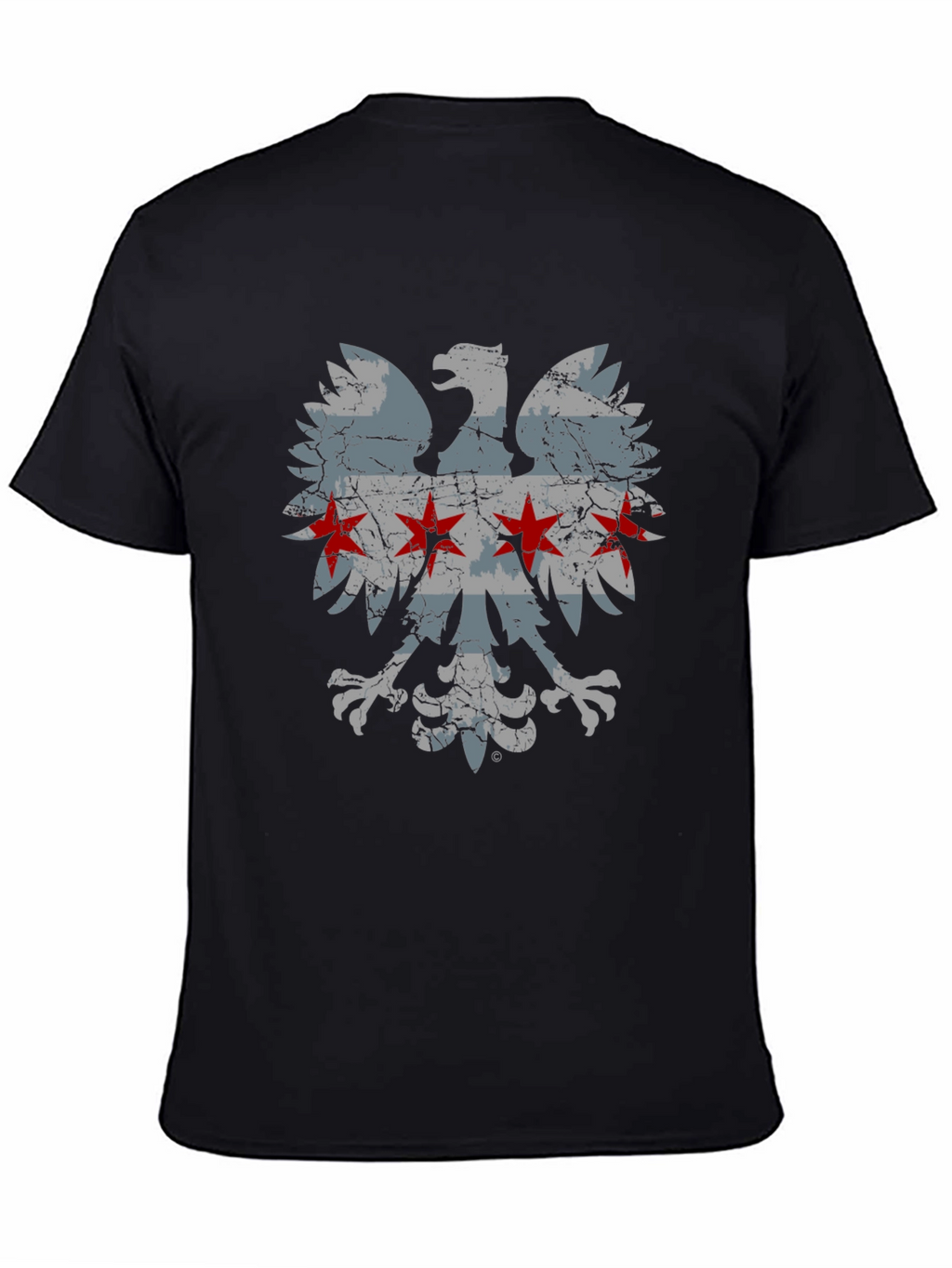 Chicago Flag Eagle Graphic T-Shirt - Distressed Design