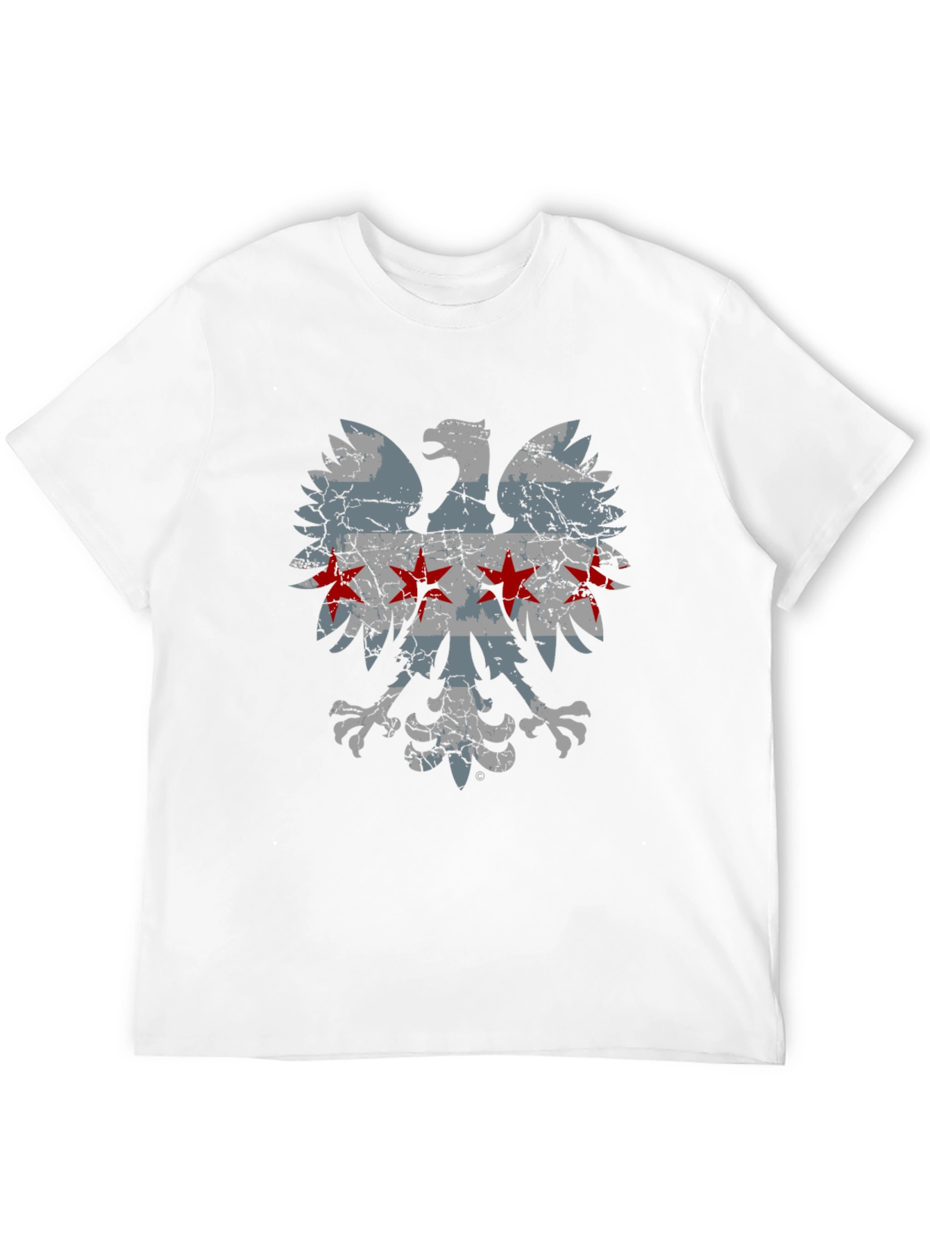 Chicago Flag Eagle Graphic T-Shirt - Distressed Design