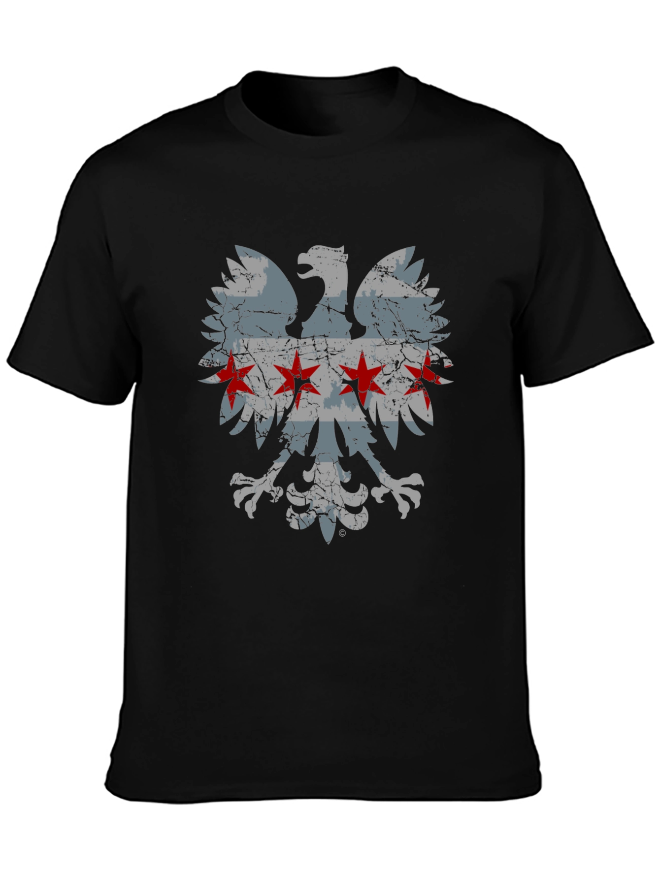 Chicago Flag Eagle Graphic T-Shirt - Distressed Design