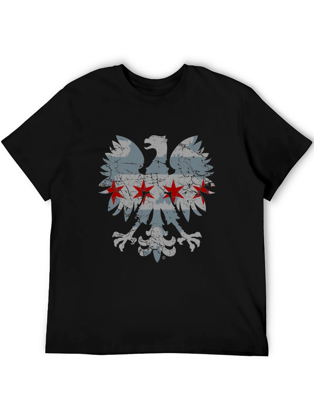 Chicago Flag Eagle Graphic T-Shirt - Distressed Design