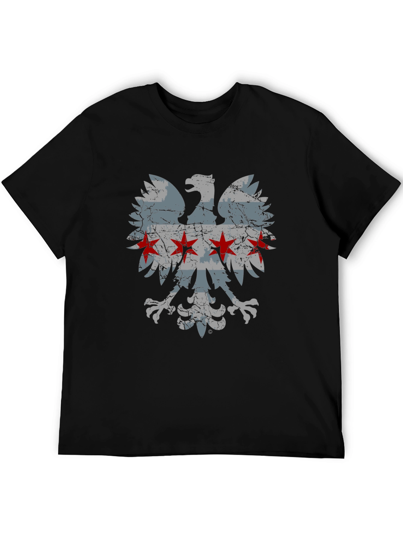 Chicago Flag Eagle Graphic T-Shirt - Distressed Design