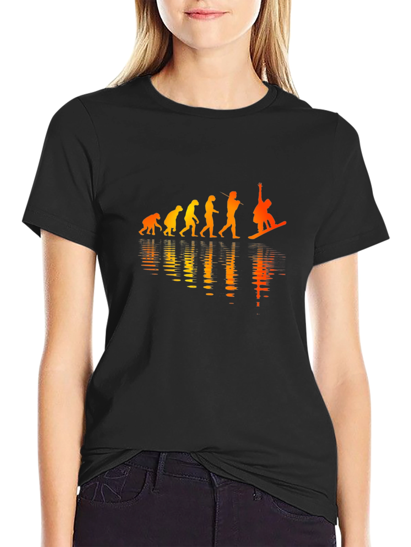 Evolution of Snowboarding Black Graphic Tee